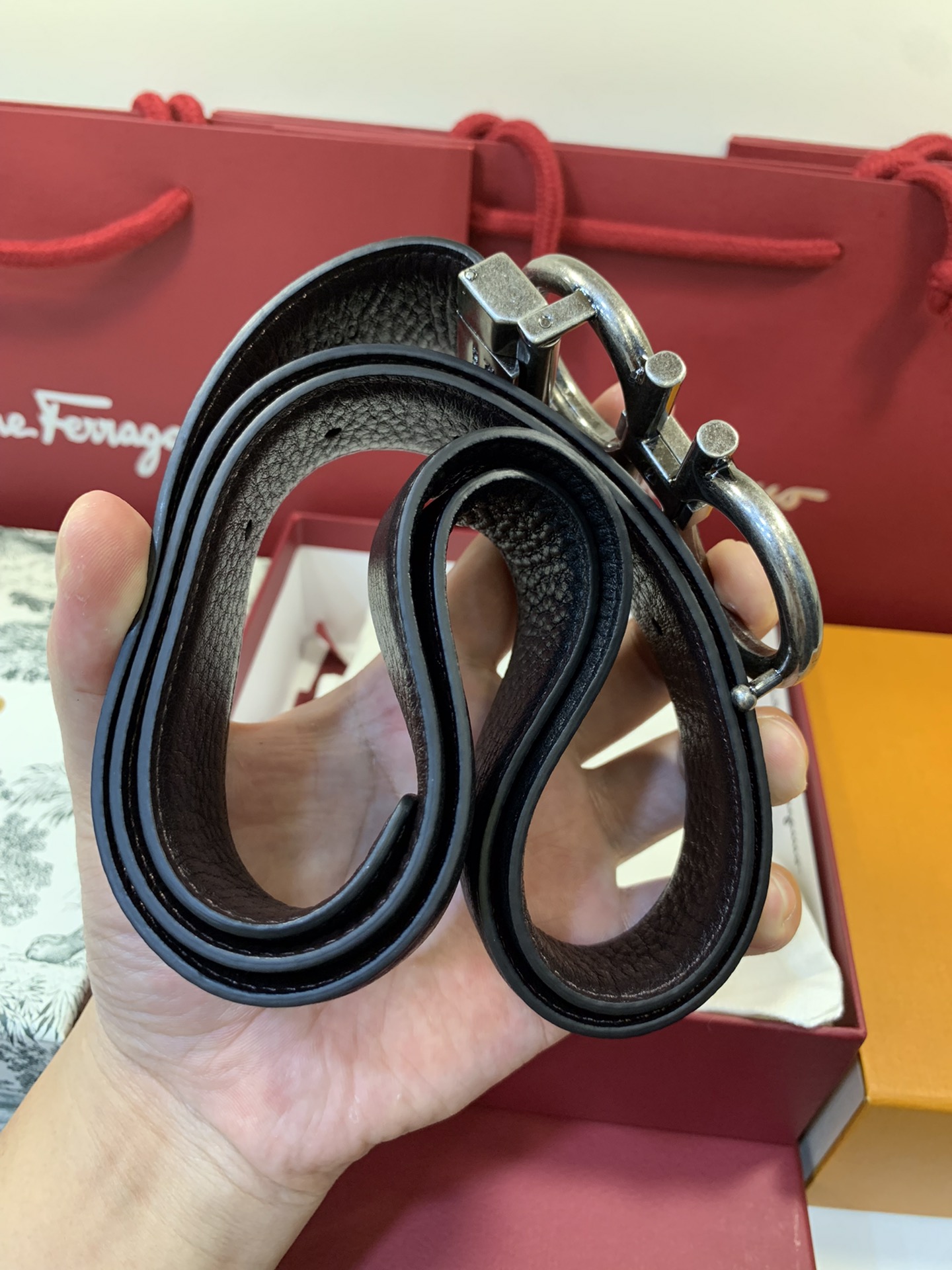 Salvatore Ferragamo Male Leather Belt Top Grain Leather