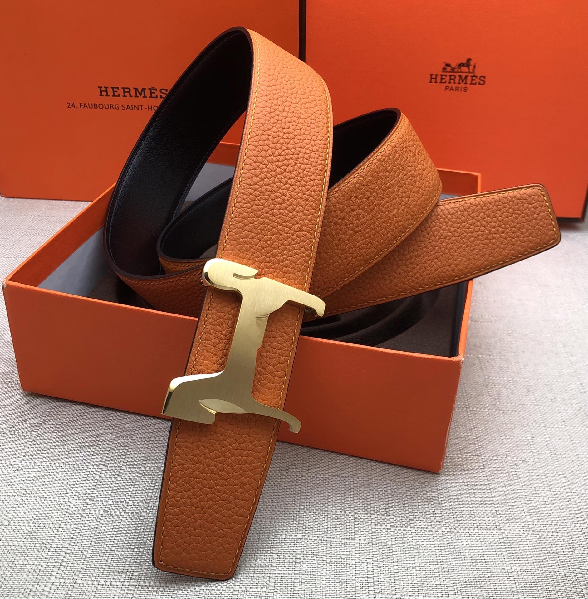 Hermès Basic Belt Top Grain Leather Black 38mm