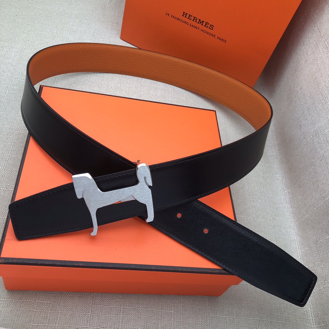 Hermès Basic Belt Top Grain Leather Black 38mm
