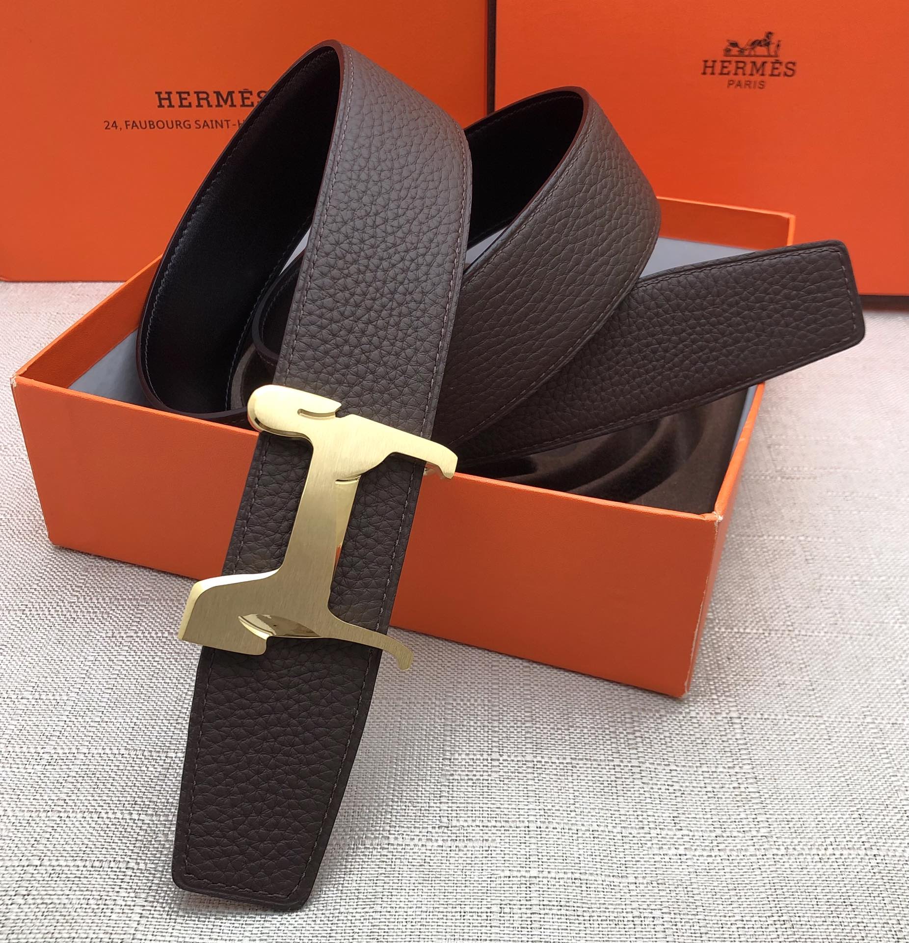 Hermès Basic Belt Top Grain Leather Black 38mm
