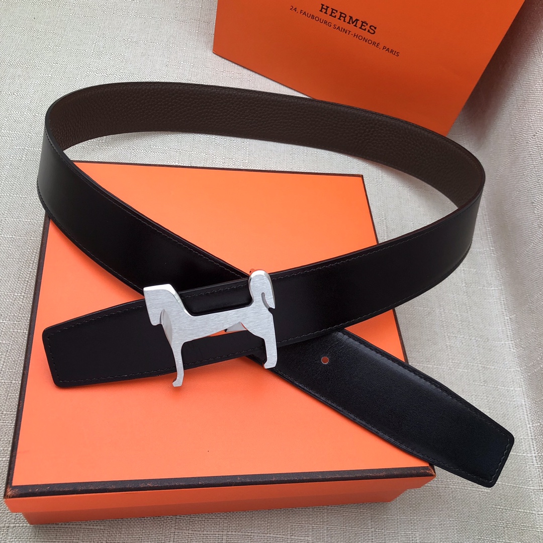 Hermès Basic Belt Top Grain Leather Black 38mm
