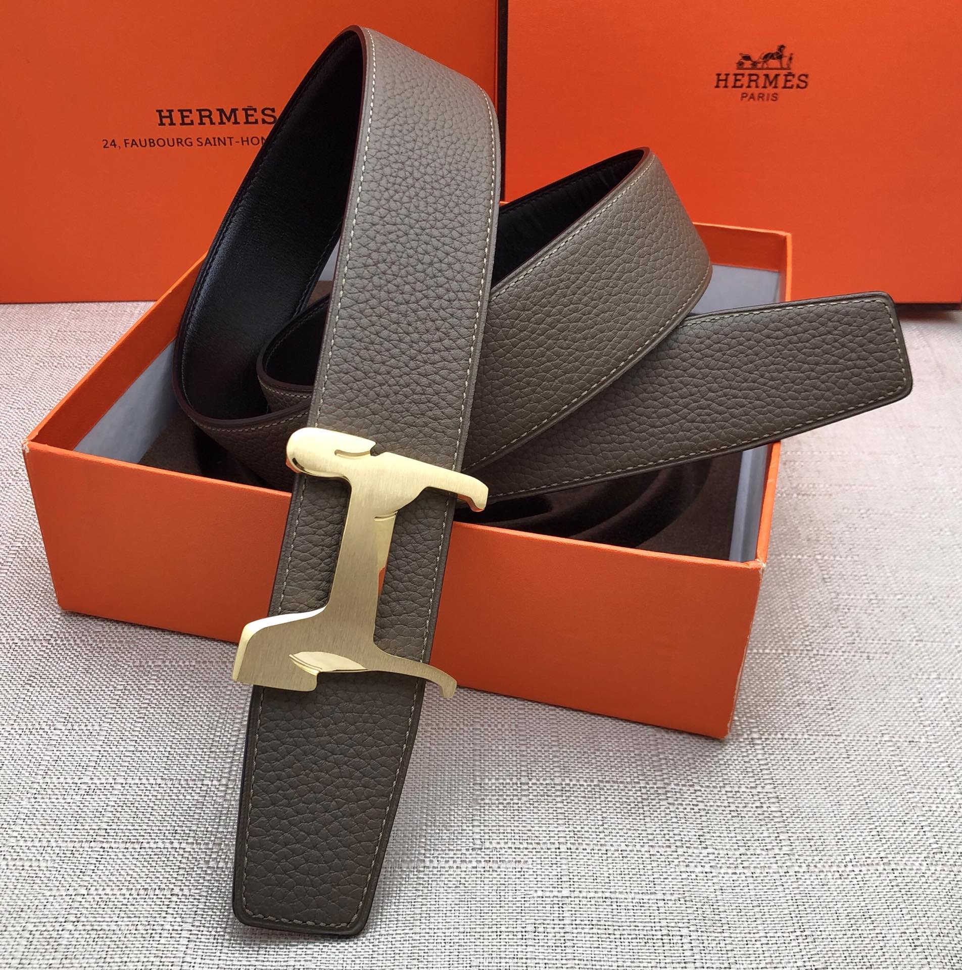 Hermès Basic Belt Top Grain Leather Black 38mm