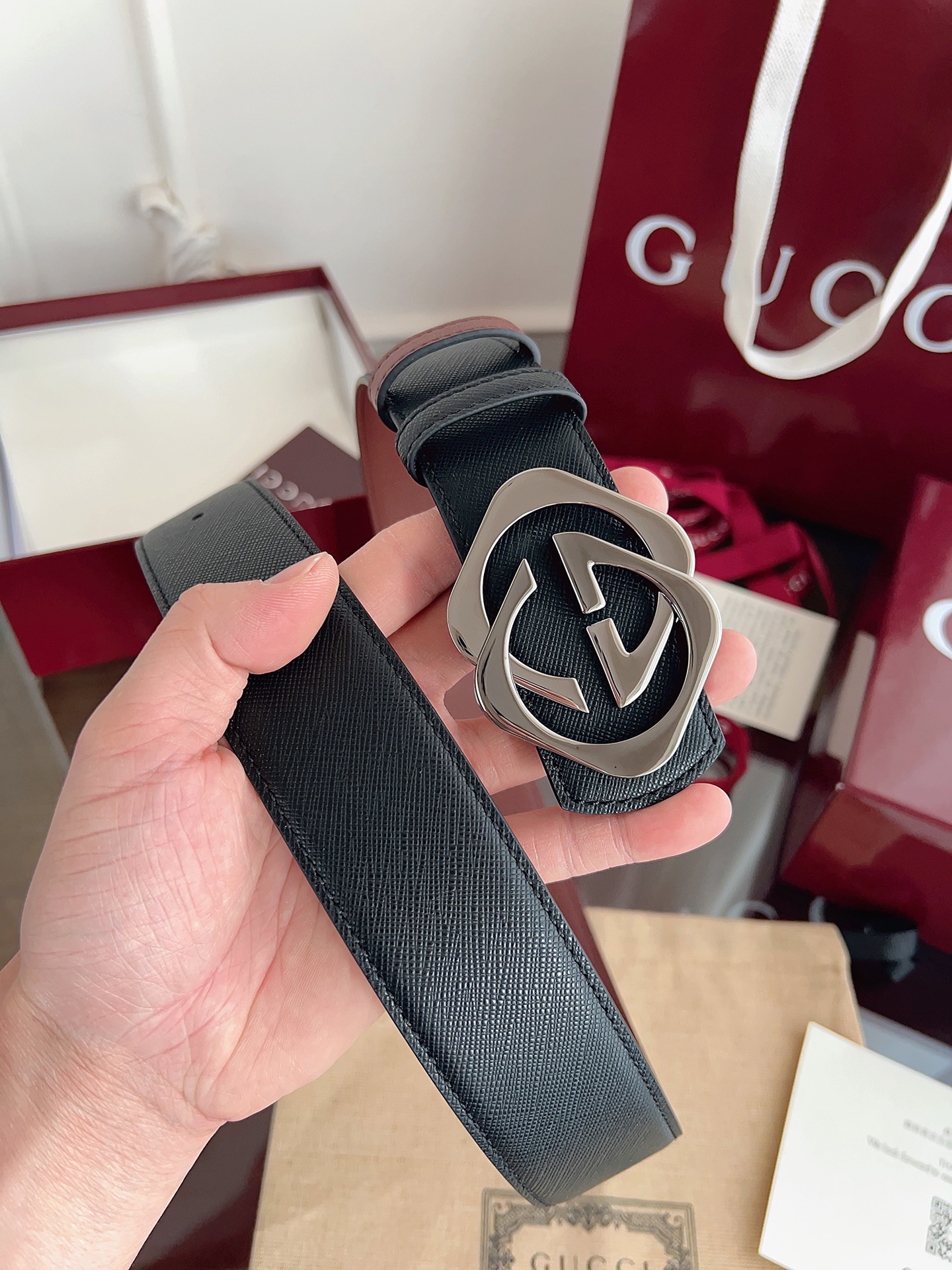 Gucci Male Basic Belt Cow Leather Black M