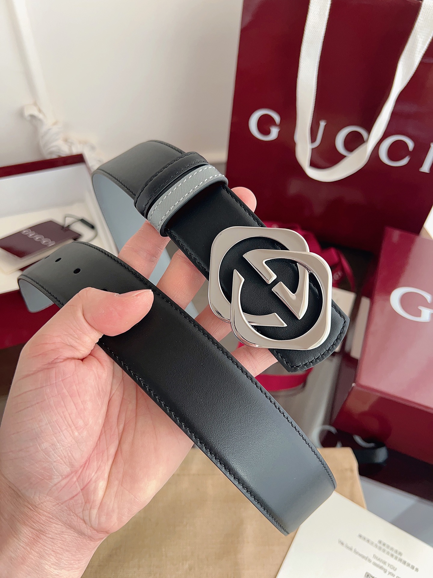 Gucci Male Basic Belt Cow Leather Black M