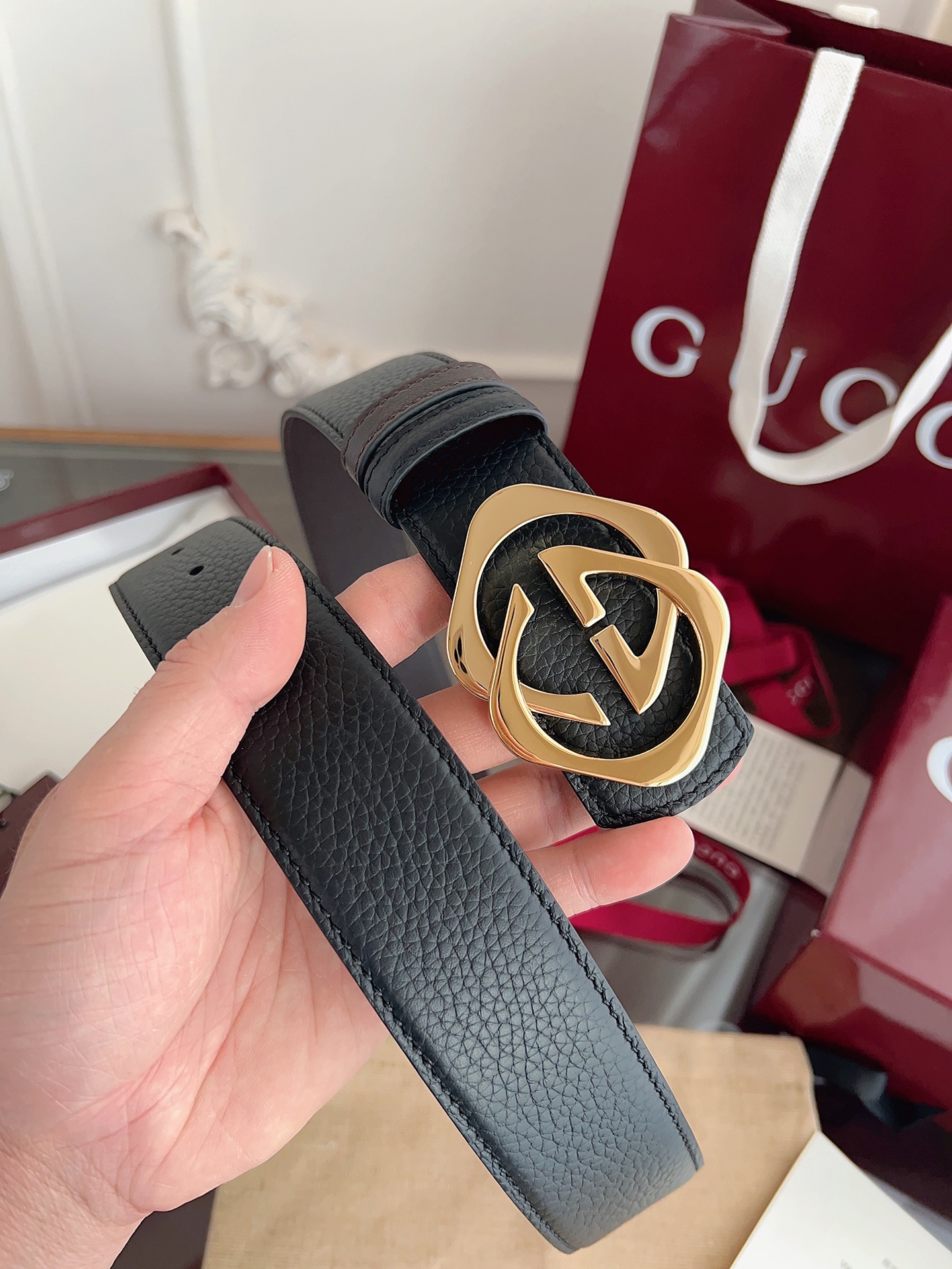 Gucci Male Basic Belt Cow Leather Black M