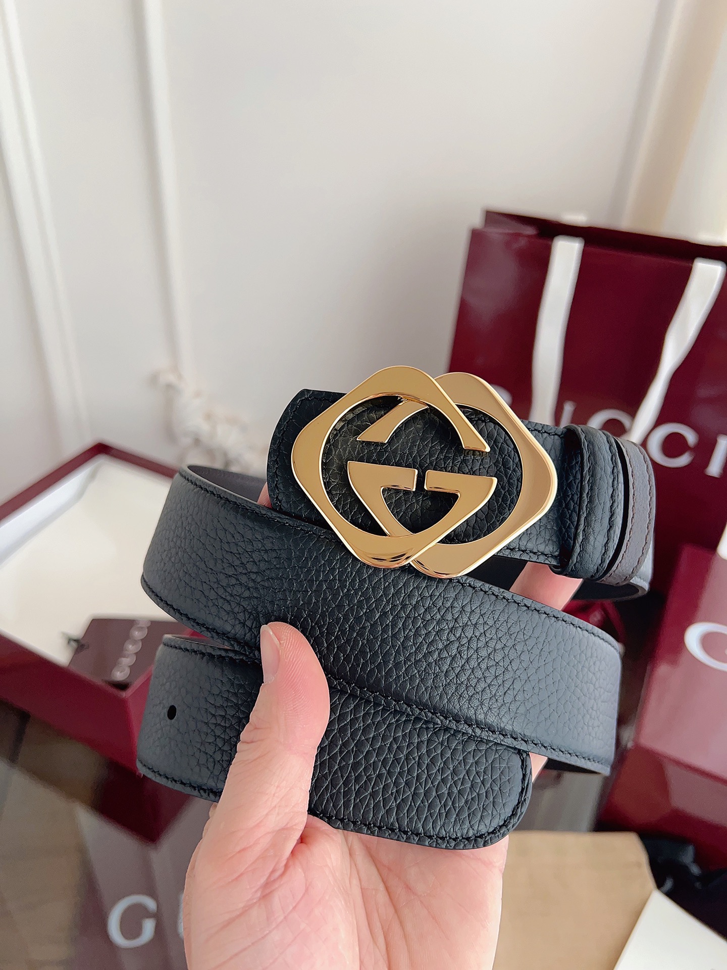 Gucci Male Basic Belt Cow Leather Black M