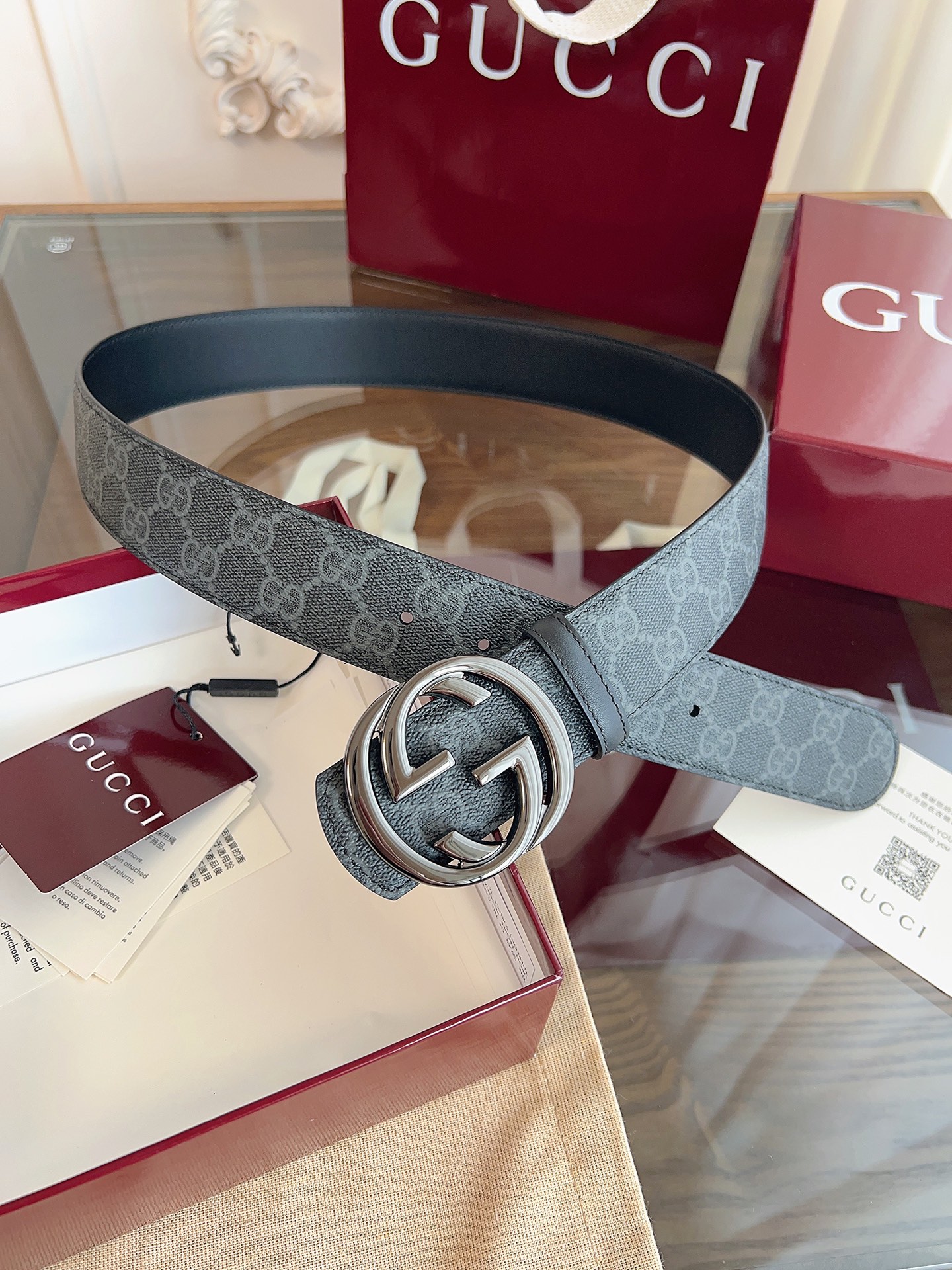 Gucci Male Basic Belt Canvas Black S-m