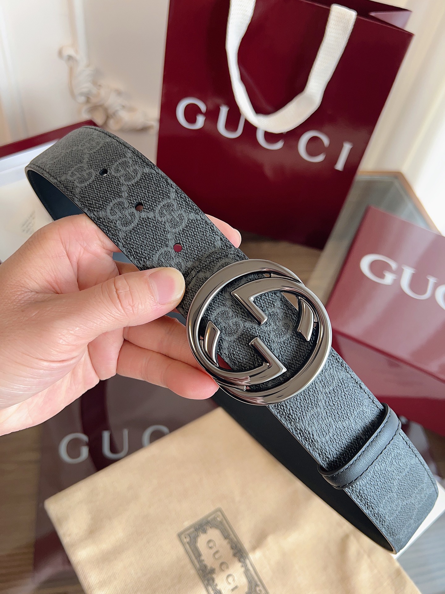 Gucci Male Basic Belt Canvas Black S-m