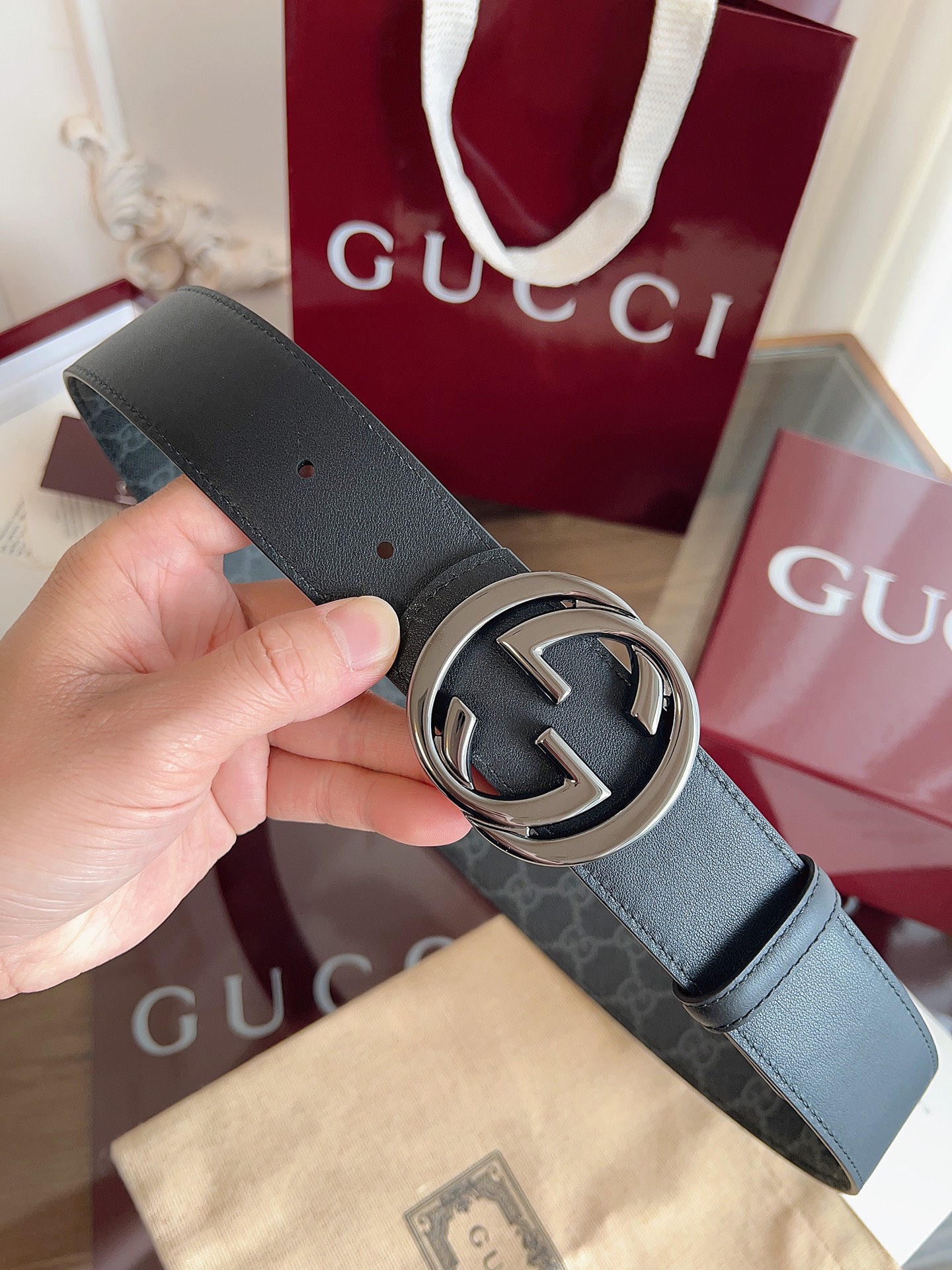Gucci Male Basic Belt Canvas Black S-m