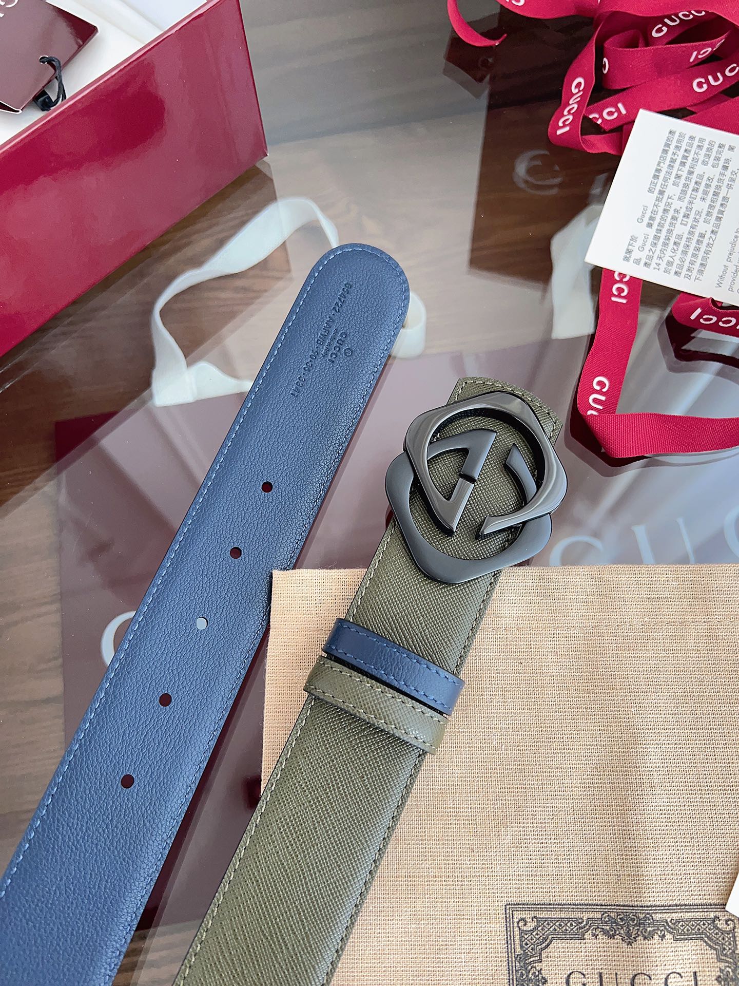 Gucci Male Basic Belt Cow Leather Green M