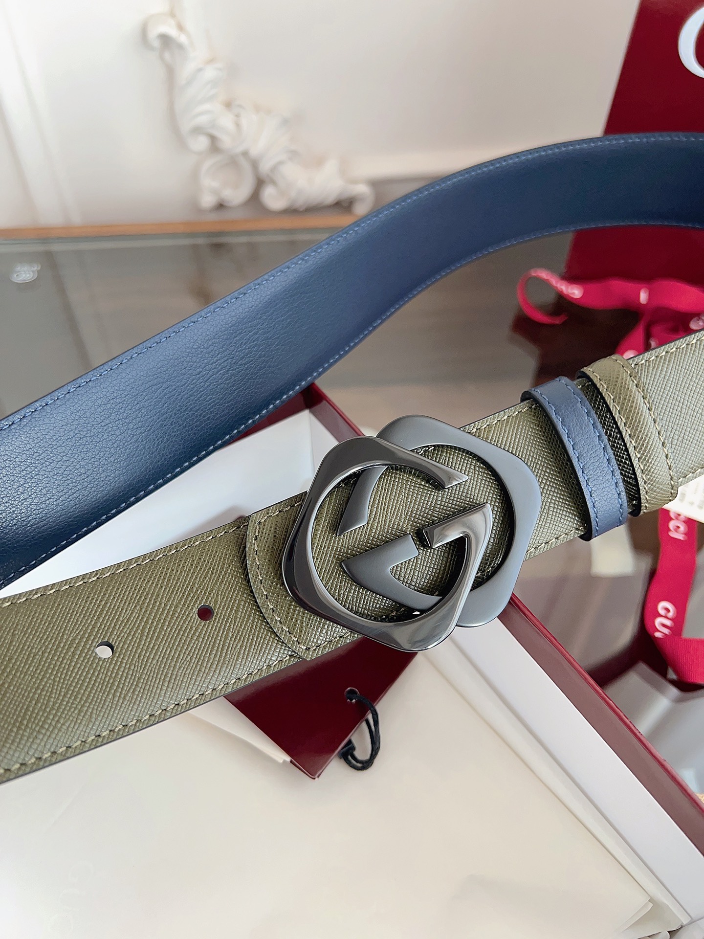 Gucci Male Basic Belt Cow Leather Green M