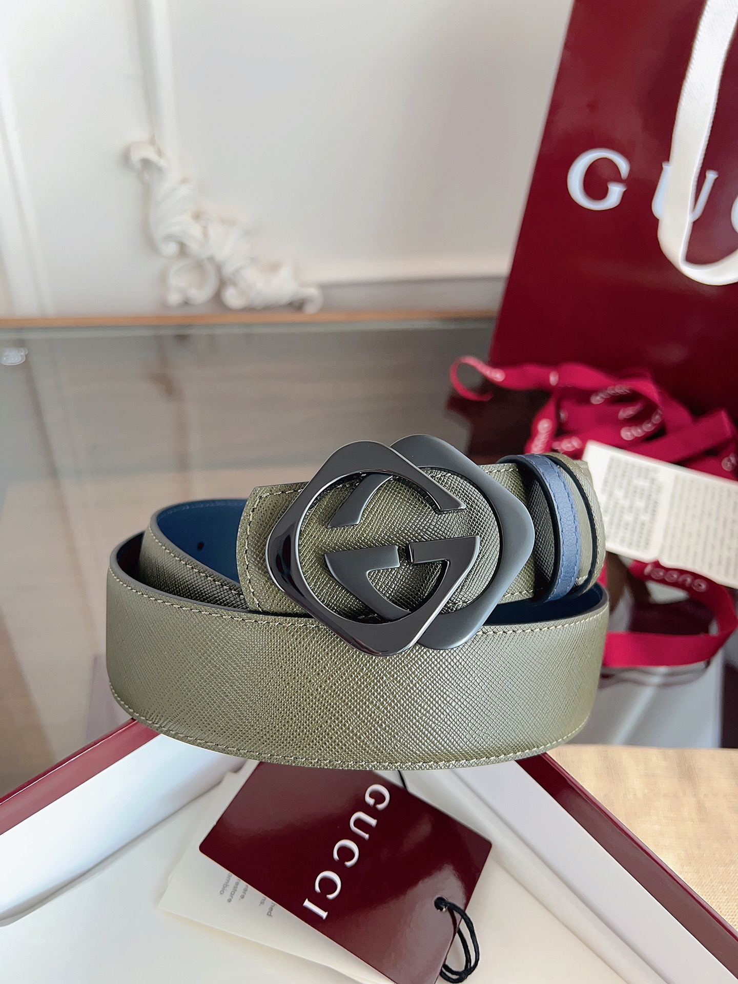 Gucci Male Basic Belt Cow Leather Green M