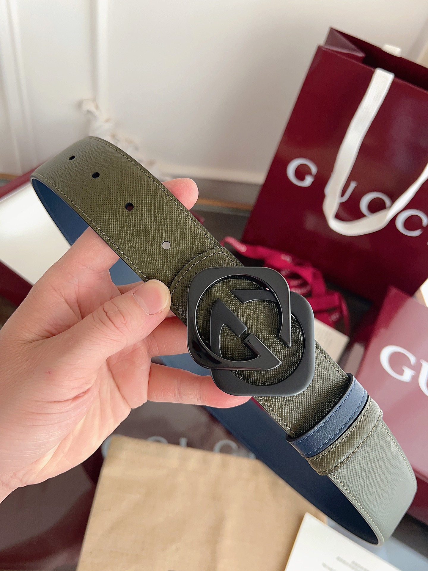 Gucci Male Basic Belt Cow Leather Green M