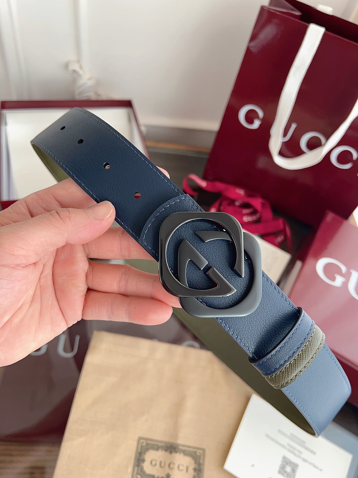 Gucci Male Basic Belt Cow Leather Green M