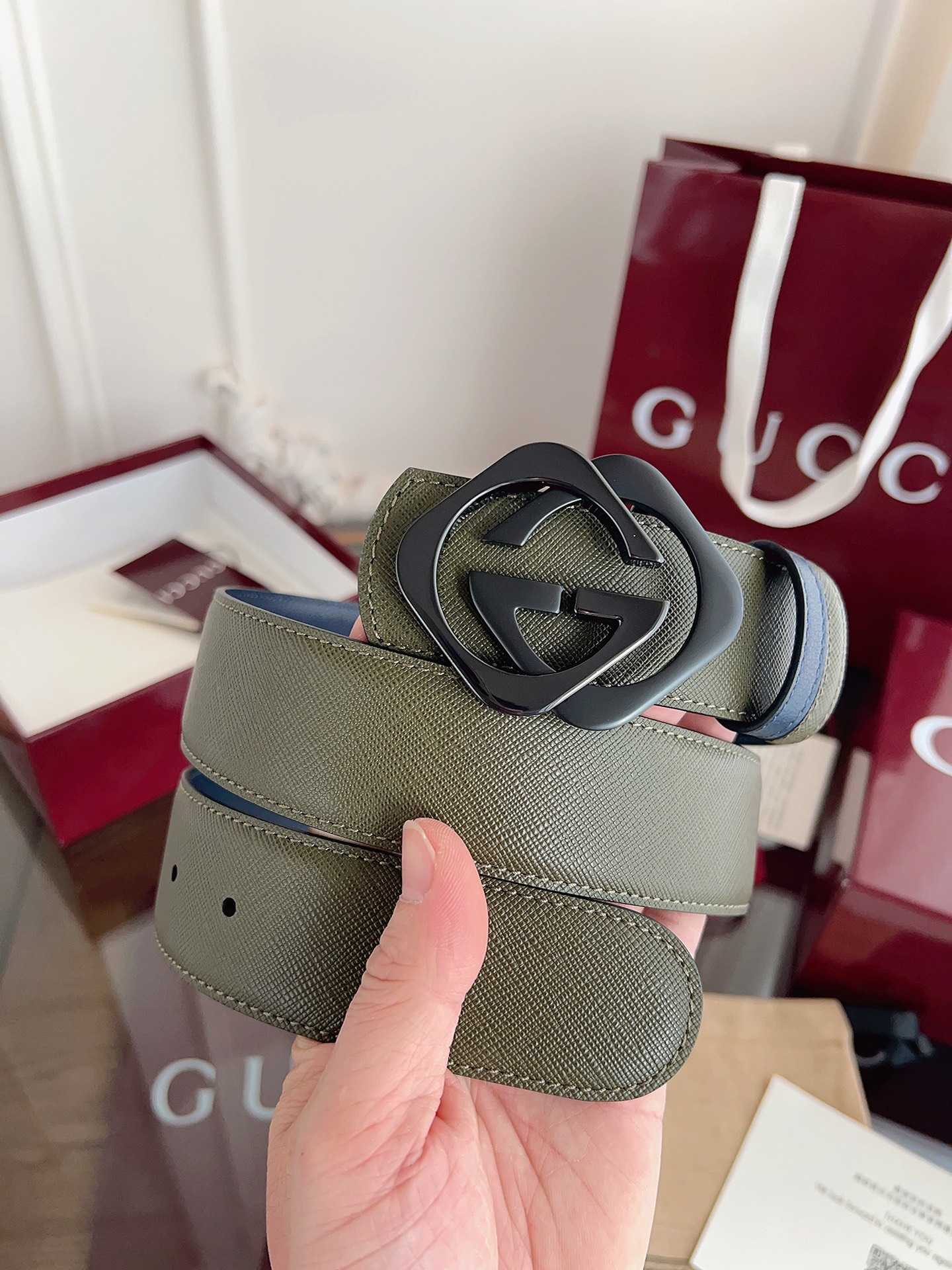 Gucci Male Basic Belt Cow Leather Green M