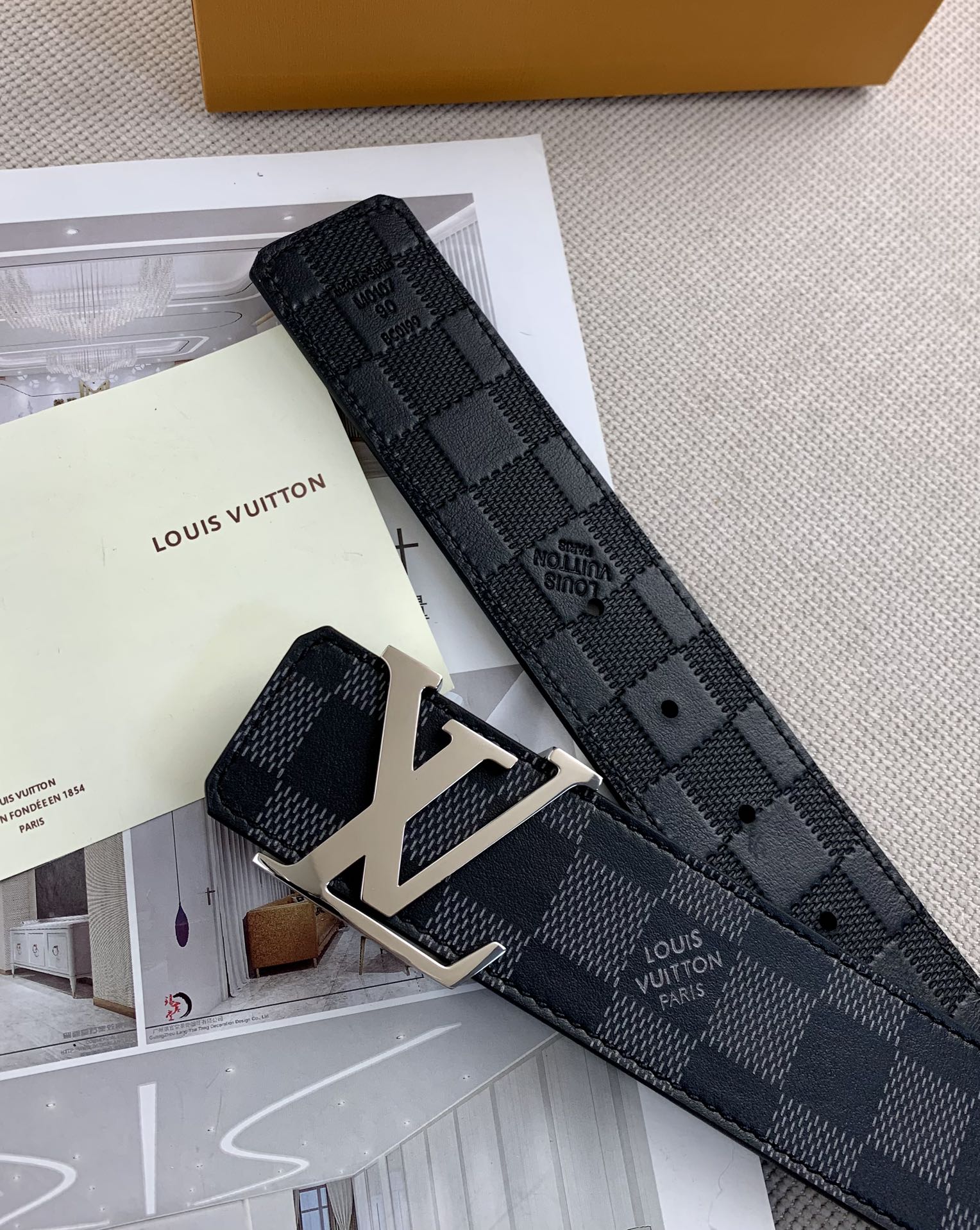 Louis Vuitton Leather Belt Top Grain Leather L
