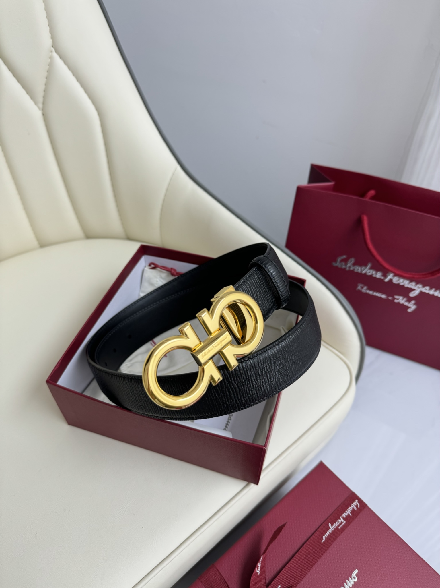 Salvatore Ferragamo Basic Belt Top Grain Leather