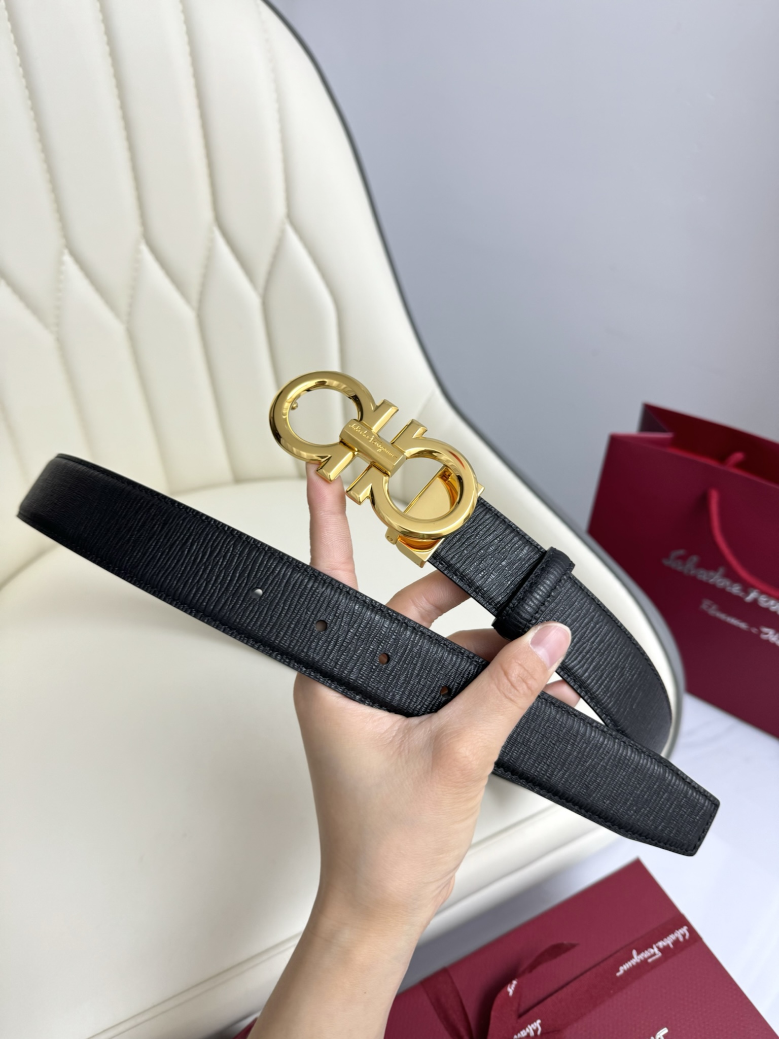 Salvatore Ferragamo Basic Belt Top Grain Leather