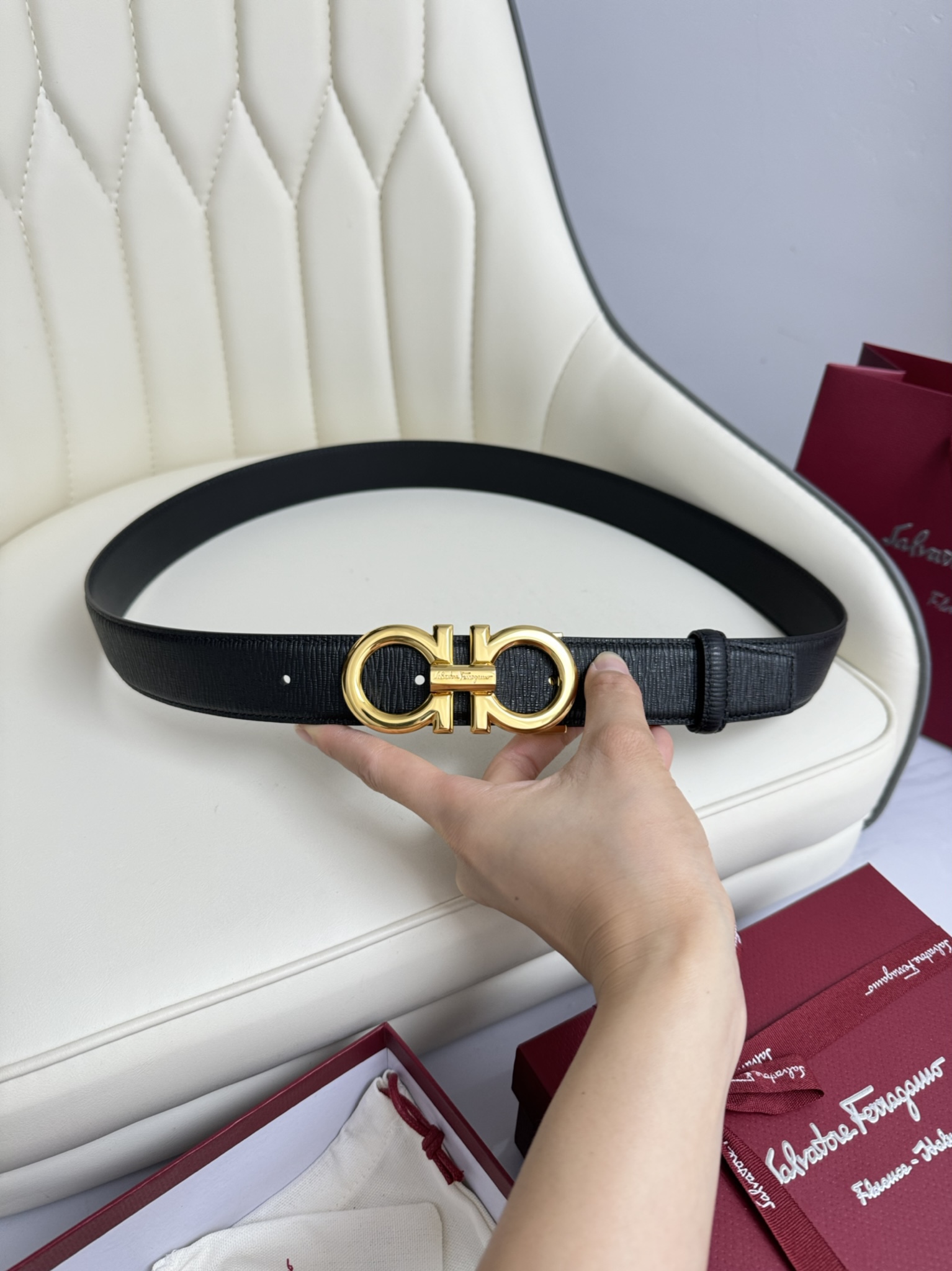 Salvatore Ferragamo Basic Belt Top Grain Leather