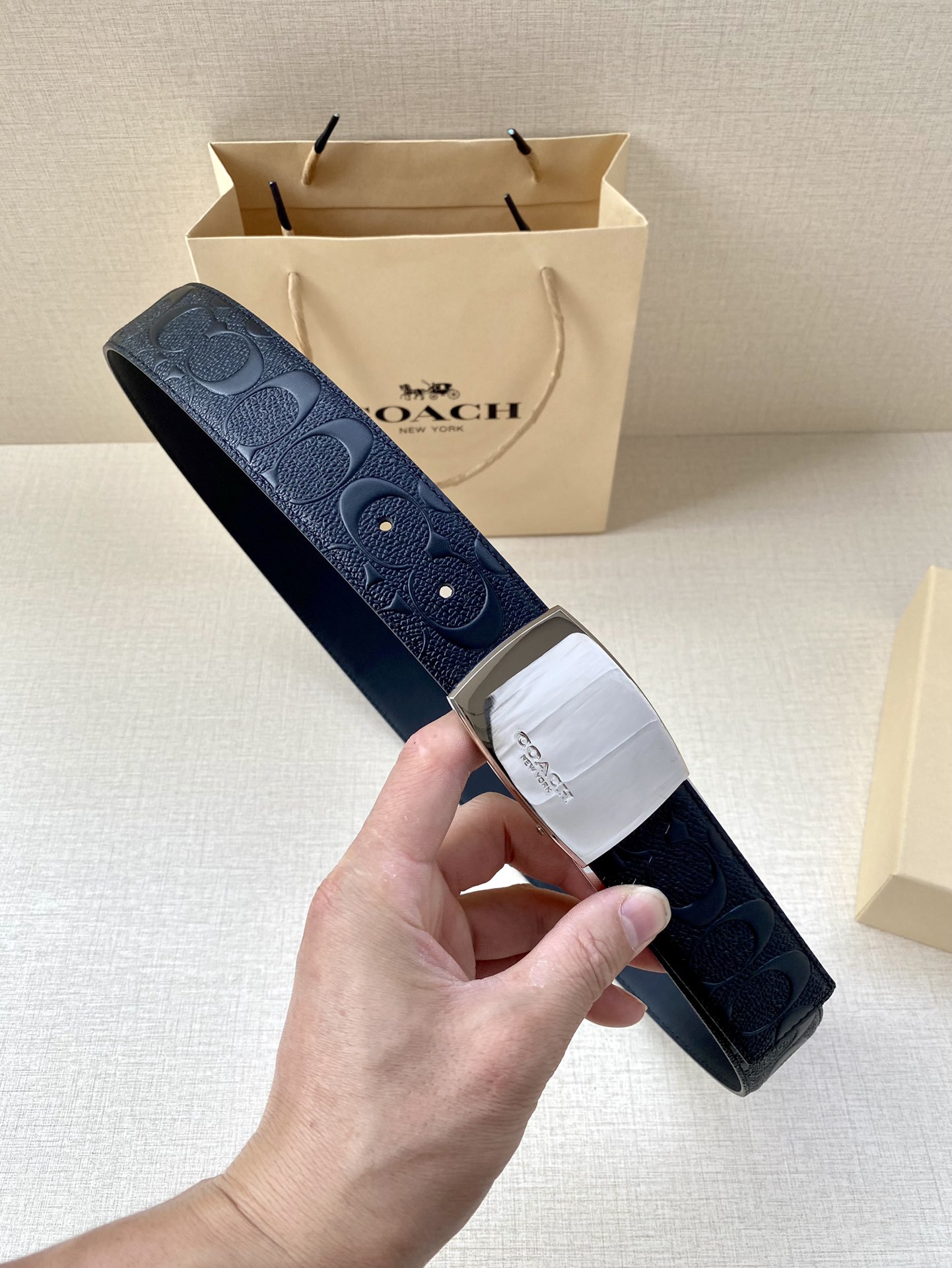 Coach Male Leather Belt Top Grain Leather M