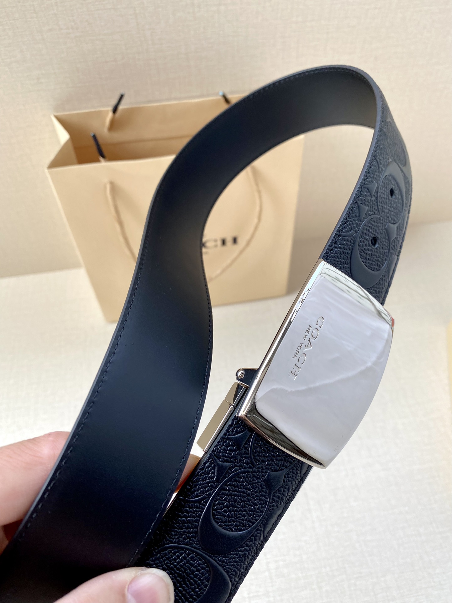 Coach Male Leather Belt Top Grain Leather M