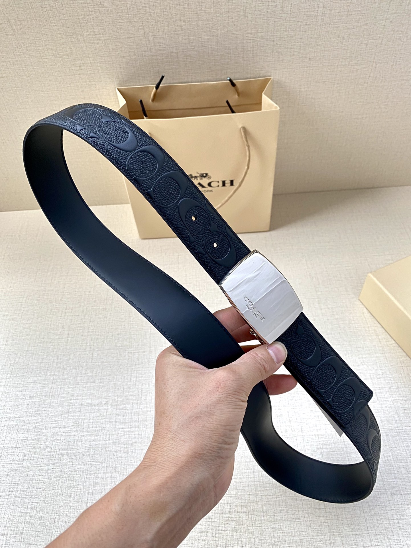 Coach Male Leather Belt Top Grain Leather M