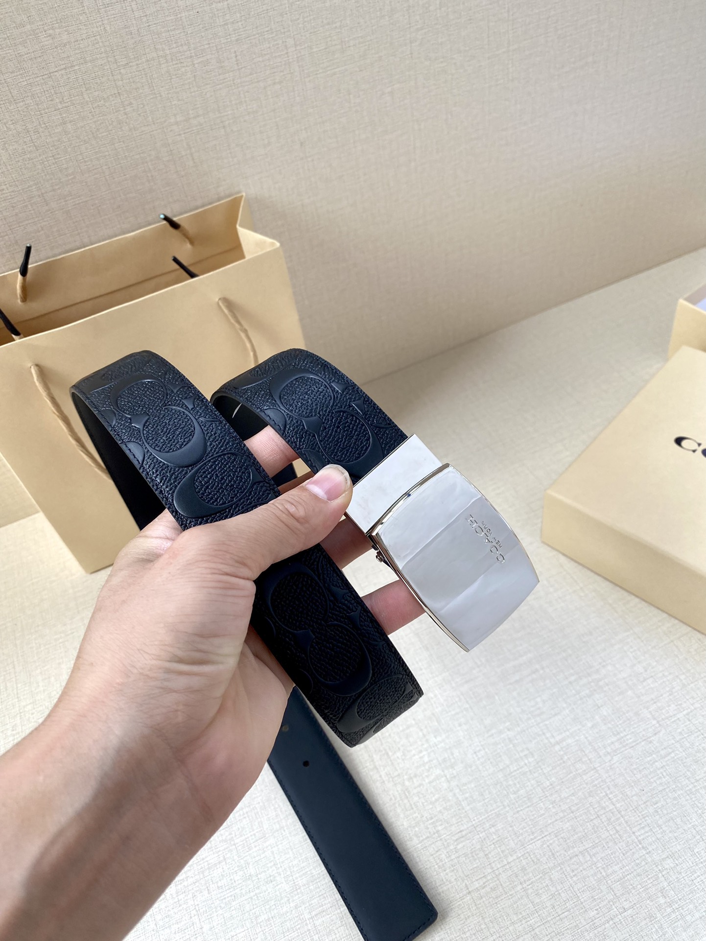 Coach Male Leather Belt Top Grain Leather M