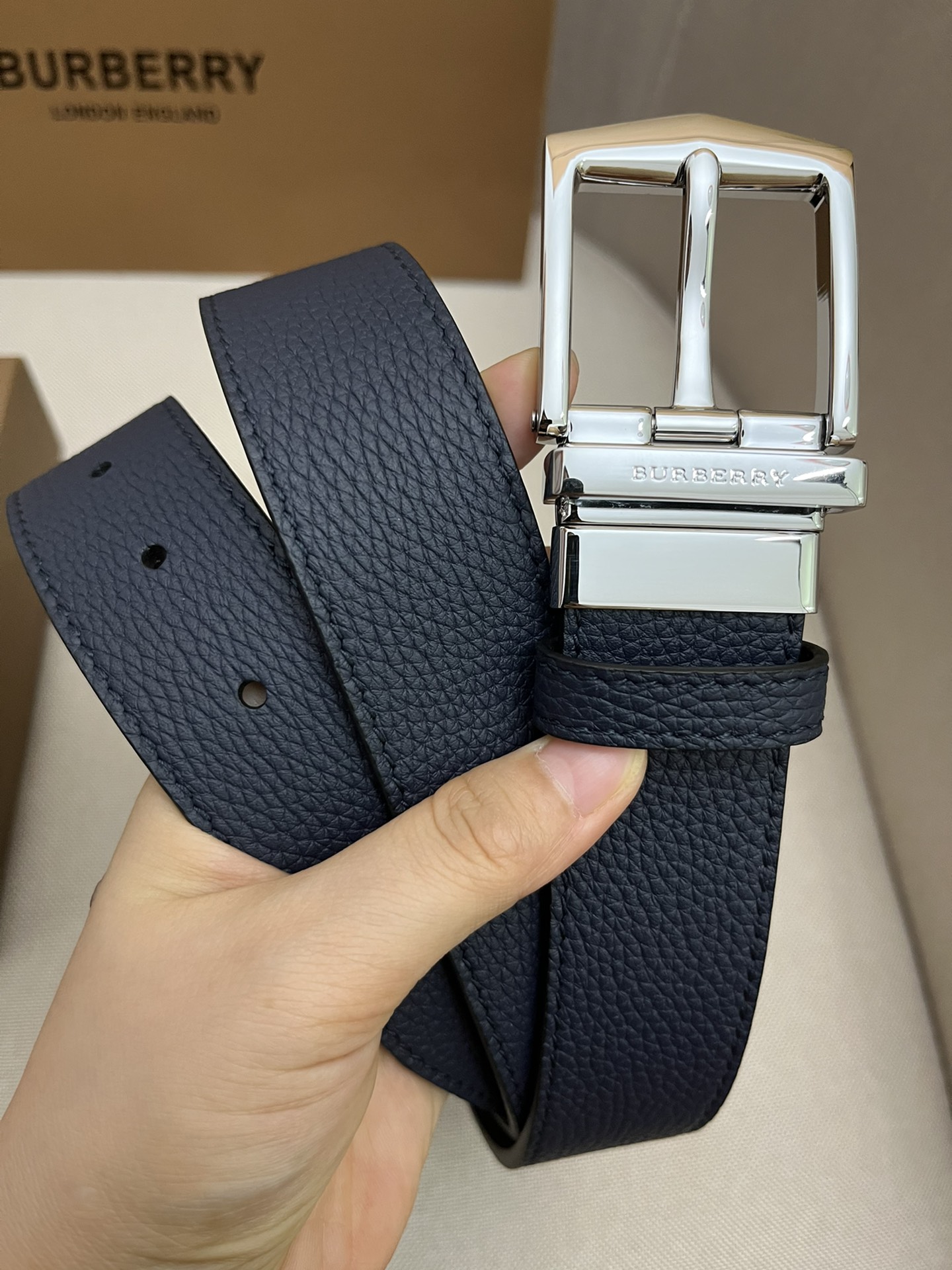 Burberry Male Leather Belt Top Grain Leather M