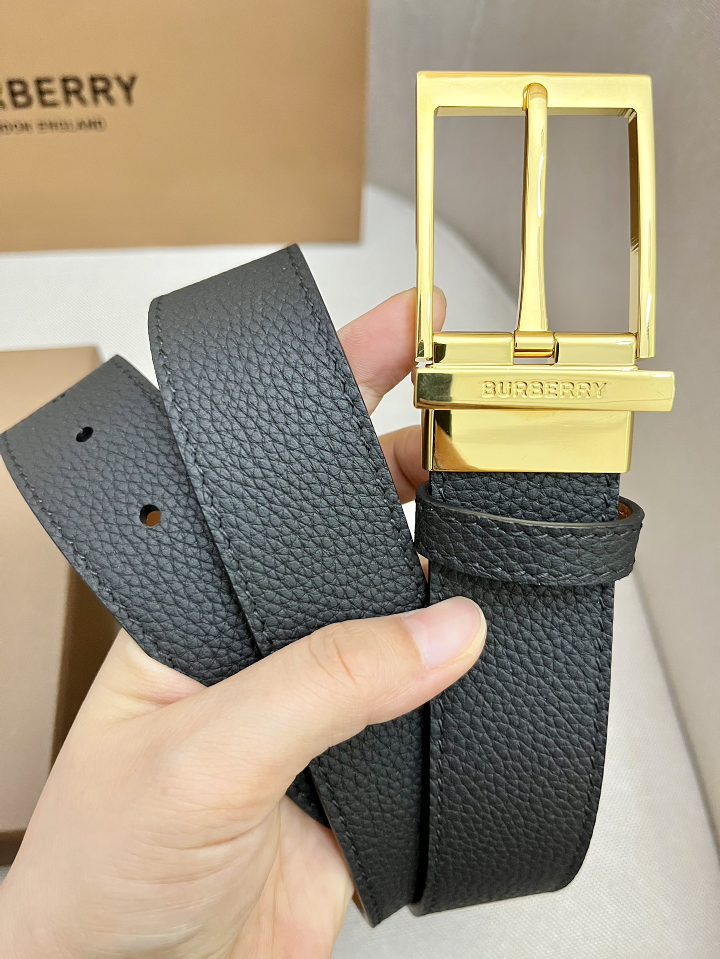 Burberry Male Leather Belt Top Grain Leather M