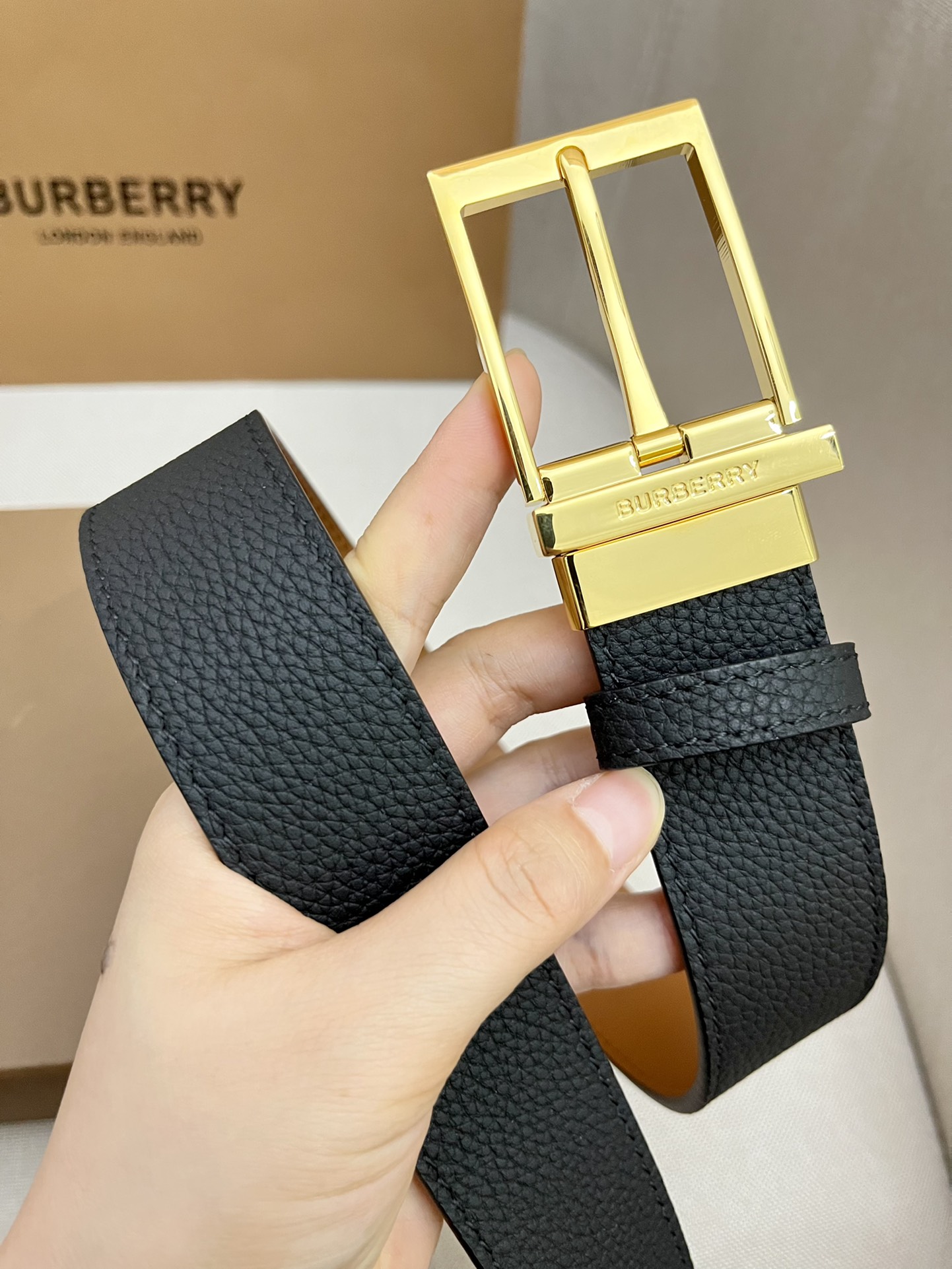 Burberry Male Leather Belt Top Grain Leather M