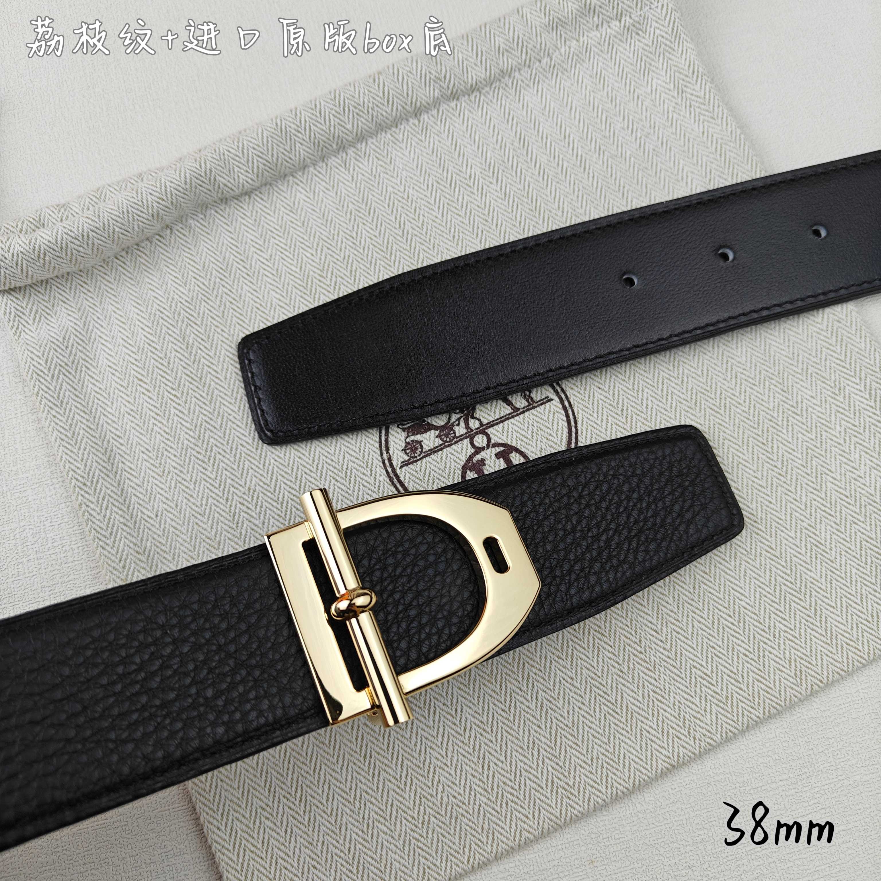 Hermès Basic Belt Top Grain Leather Black 38mm-m