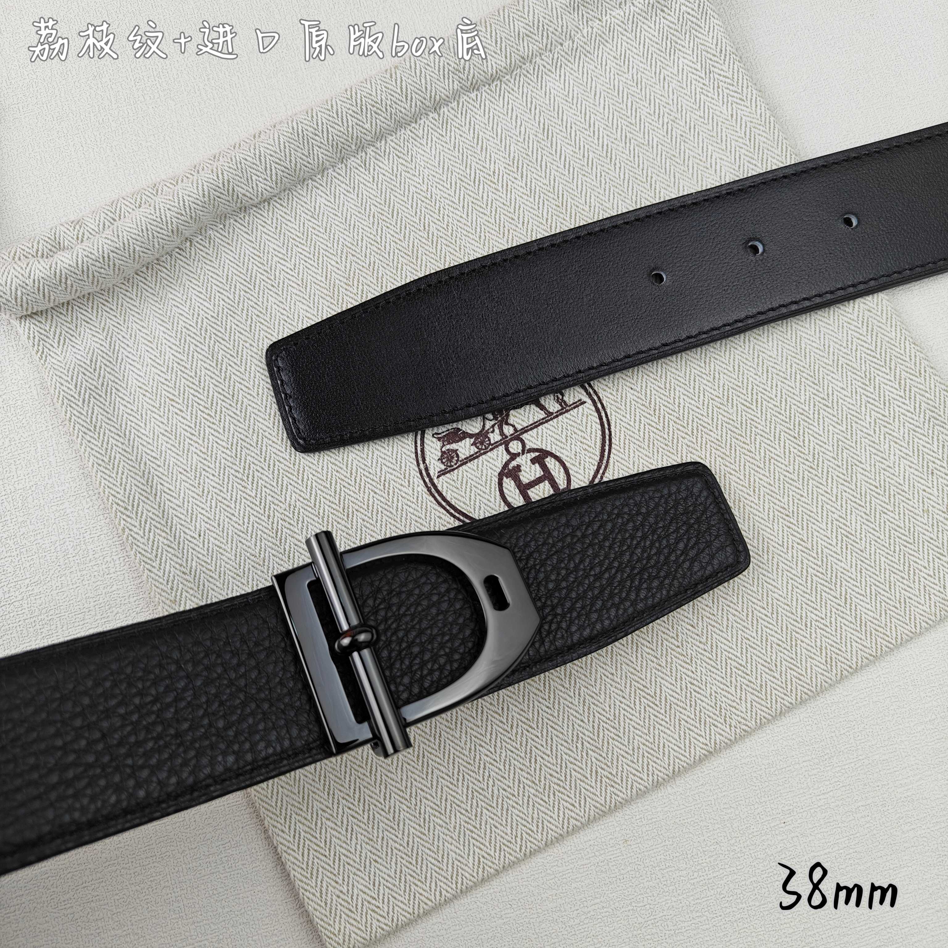 Hermès Basic Belt Top Grain Leather Black 38mm-m