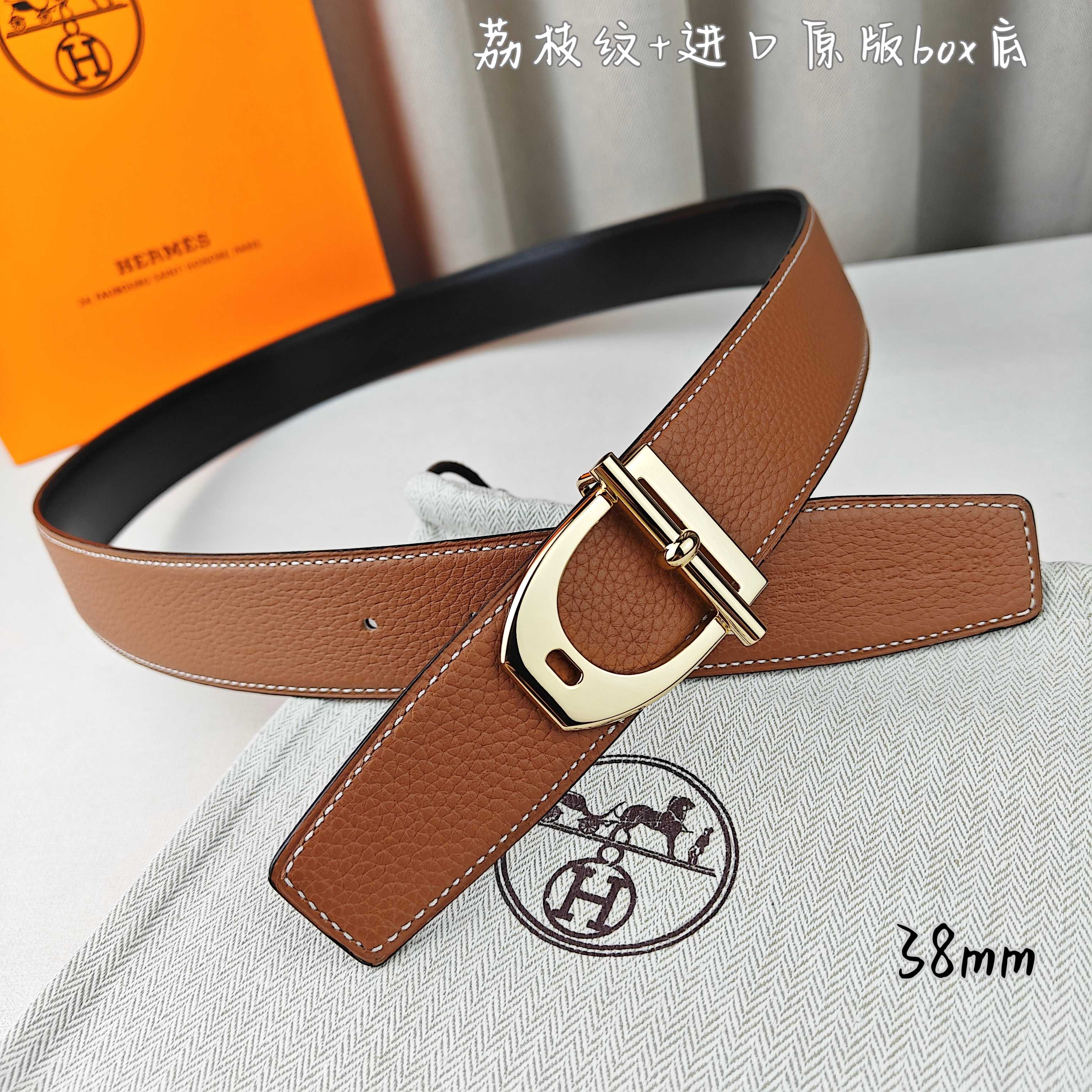 Hermès Basic Belt Top Grain Leather Black 38mm-m