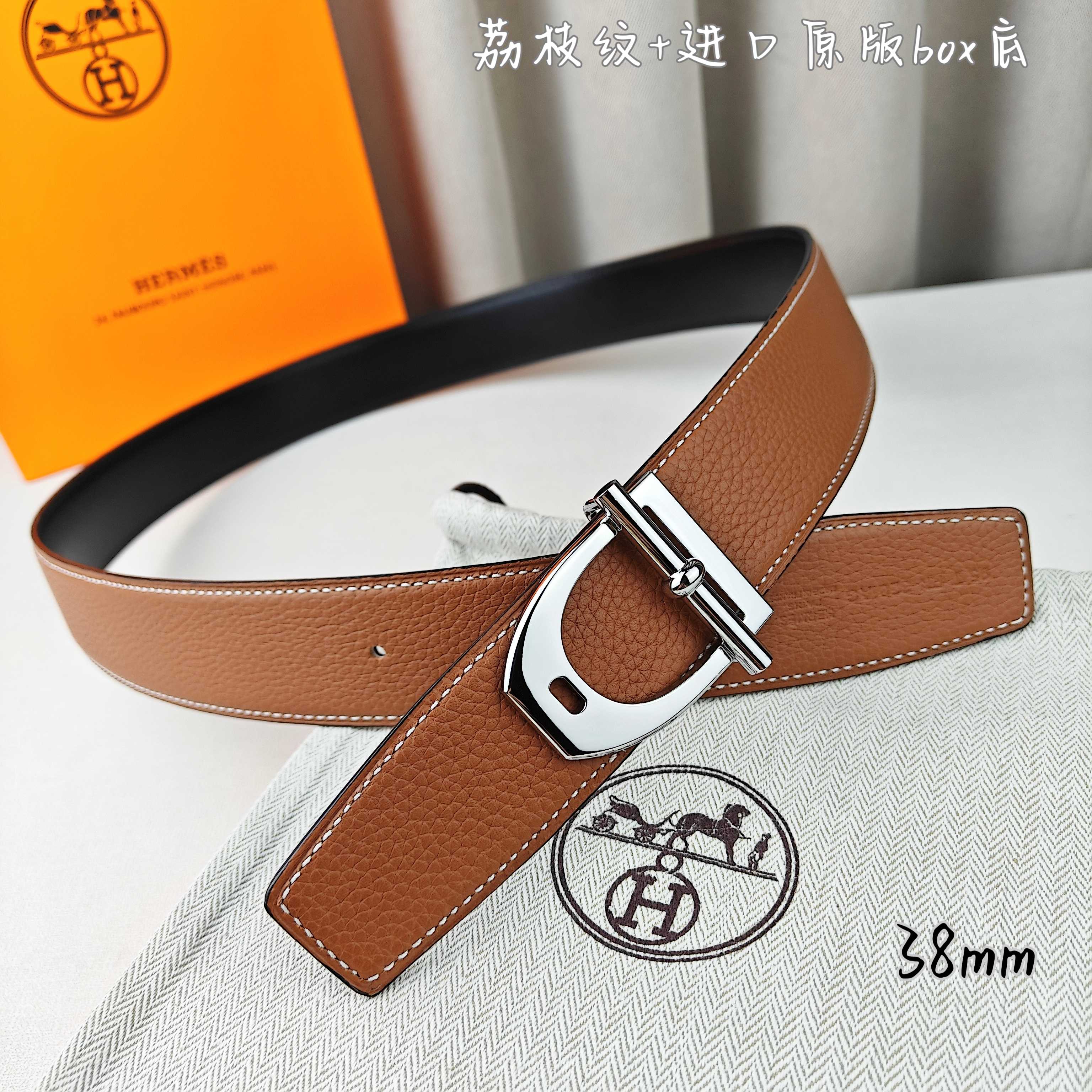 Hermès Basic Belt Top Grain Leather Black 38mm-m