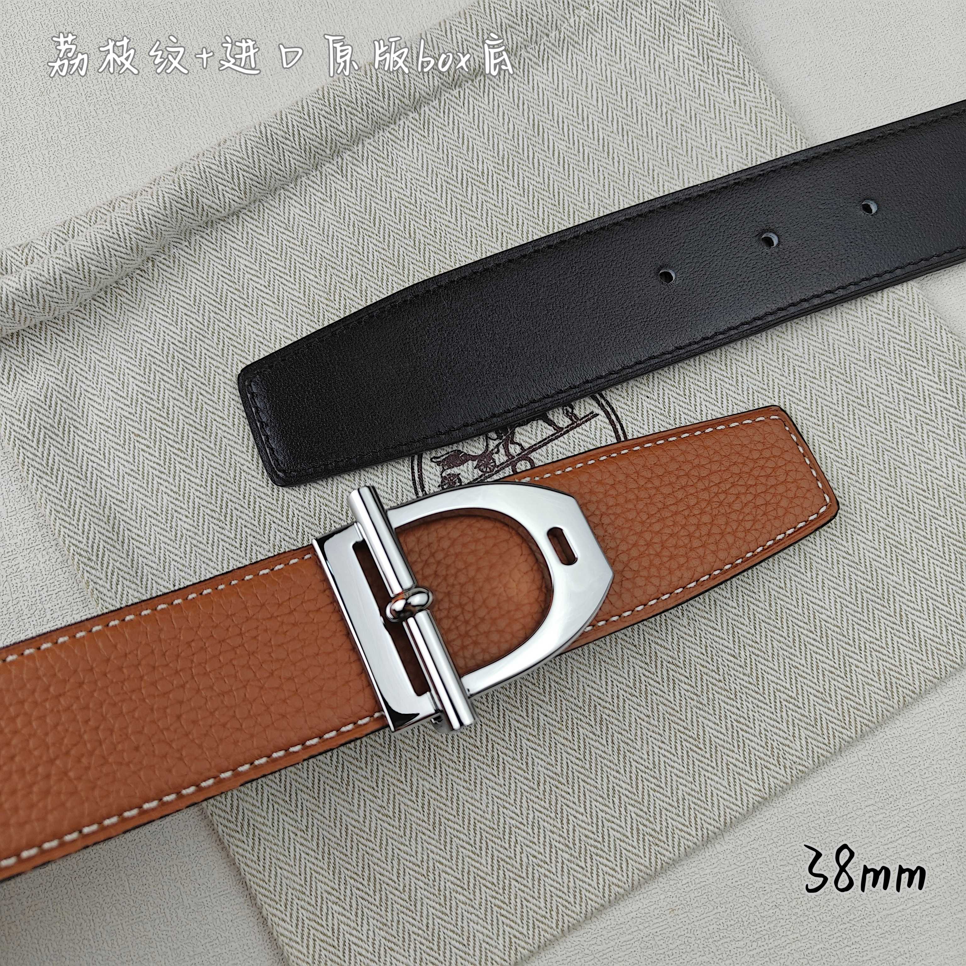 Hermès Basic Belt Top Grain Leather Black 38mm-m