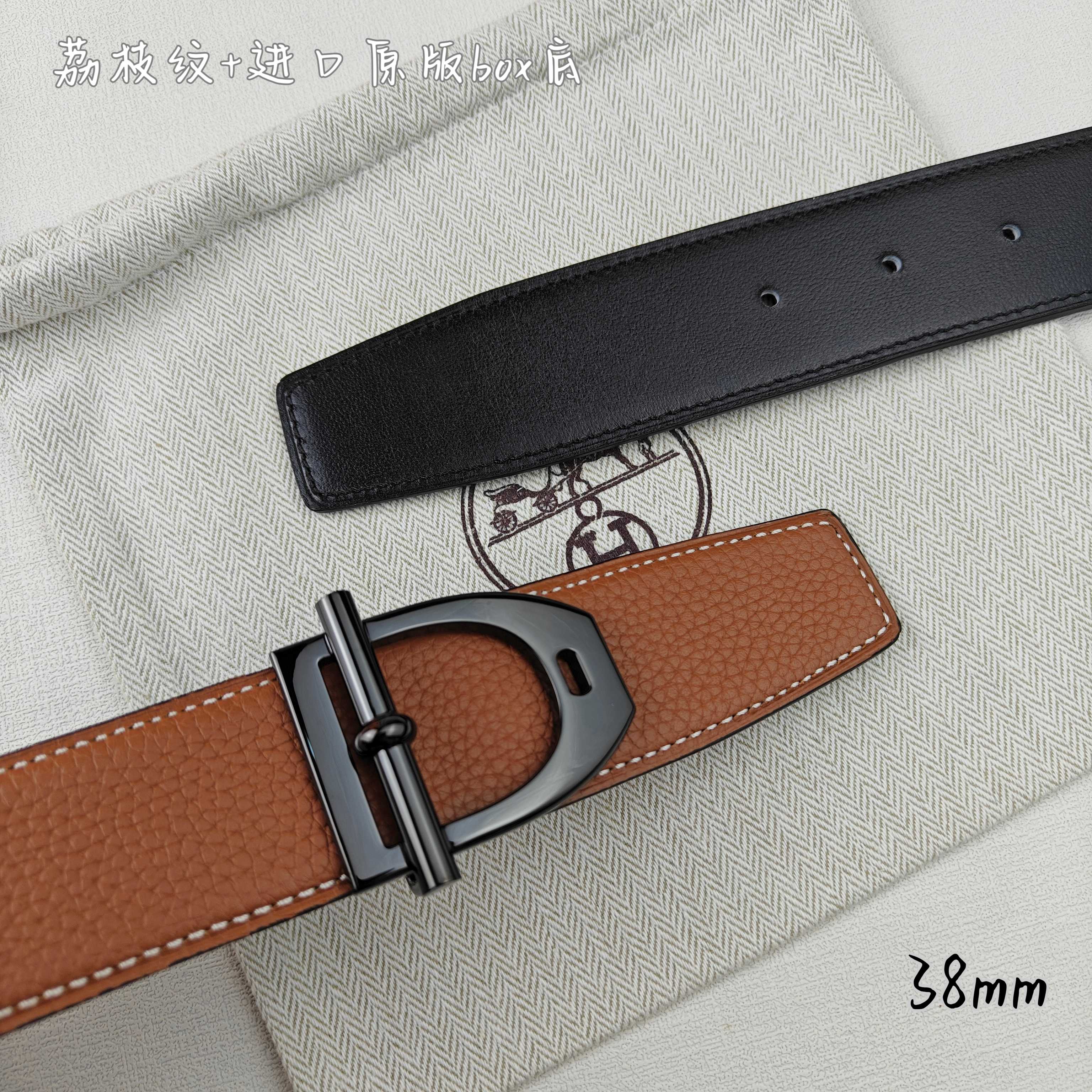 Hermès Basic Belt Top Grain Leather Black 38mm-m