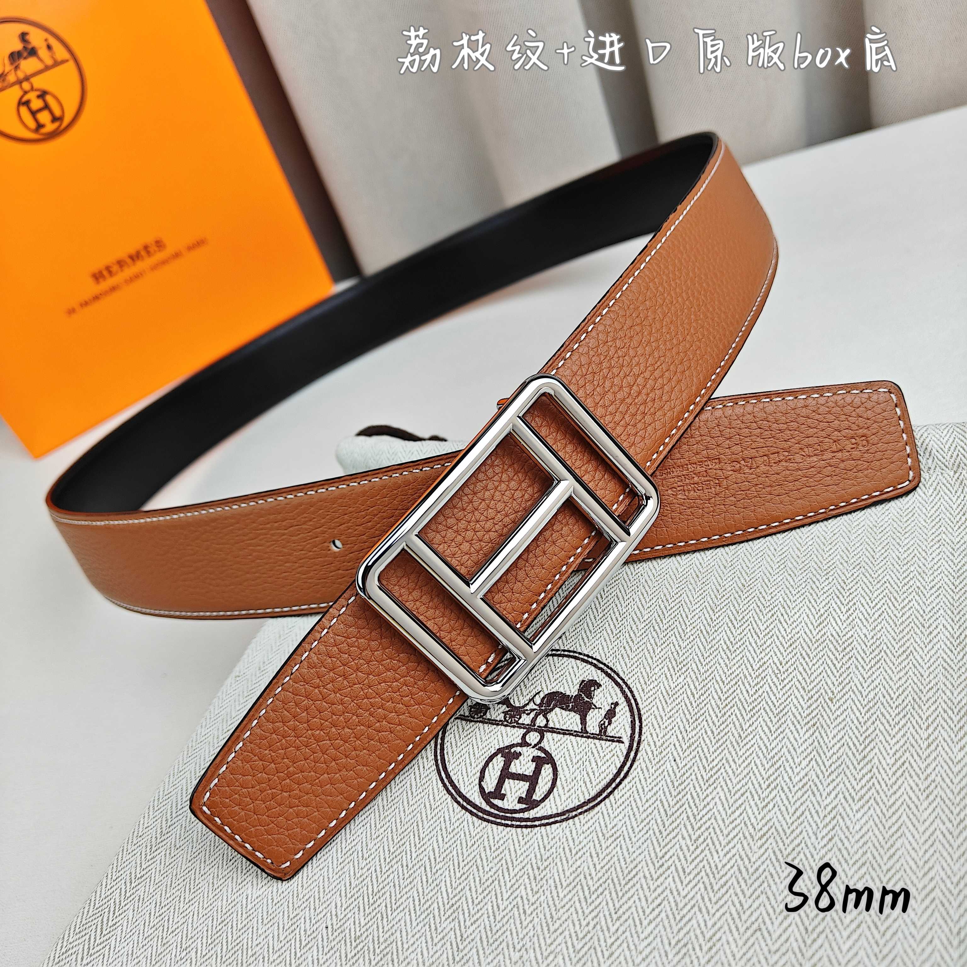 Hermès Basic Belt Top Grain Leather Black 38mm-m