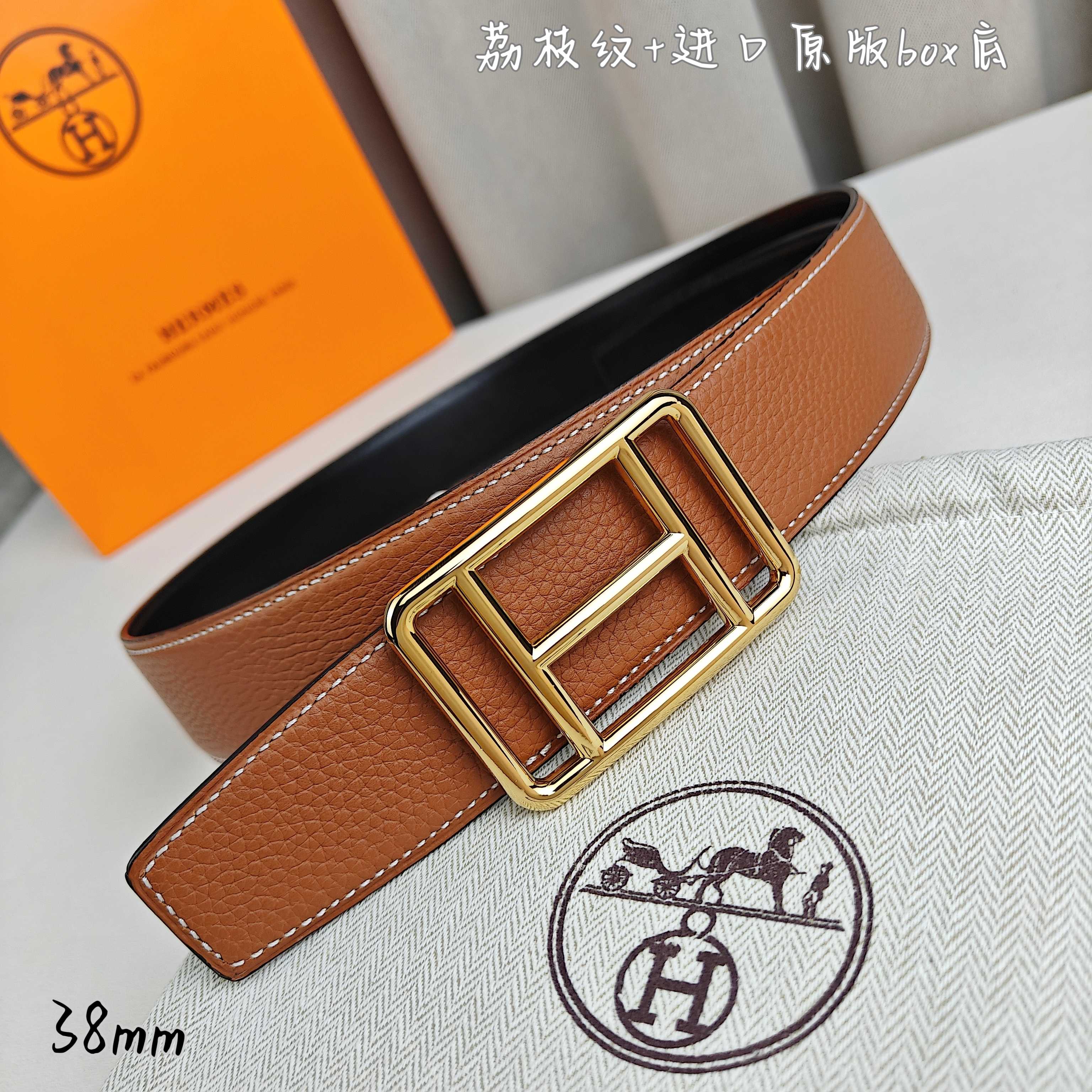 Hermès Basic Belt Top Grain Leather Black 38mm-m