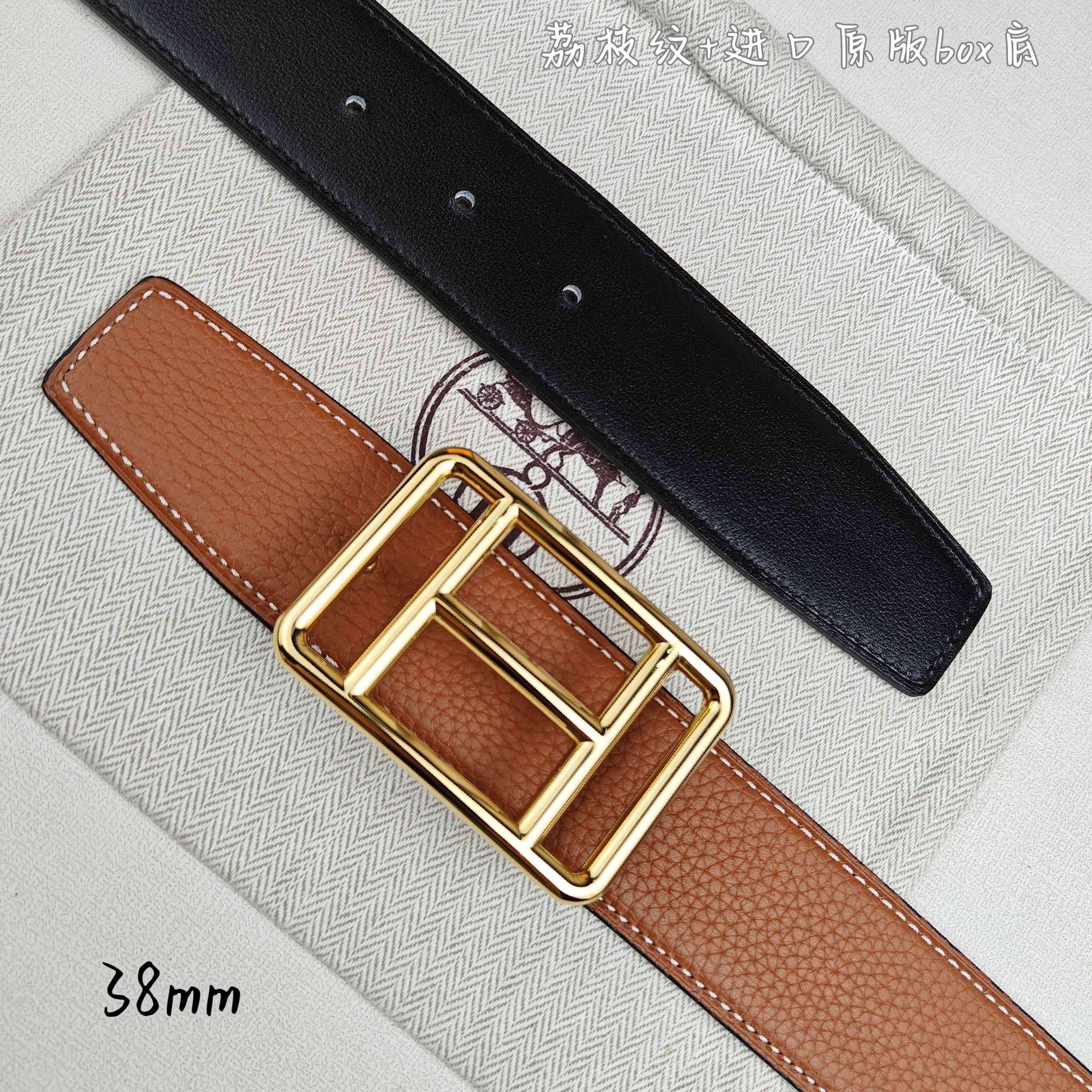 Hermès Basic Belt Top Grain Leather Black 38mm-m