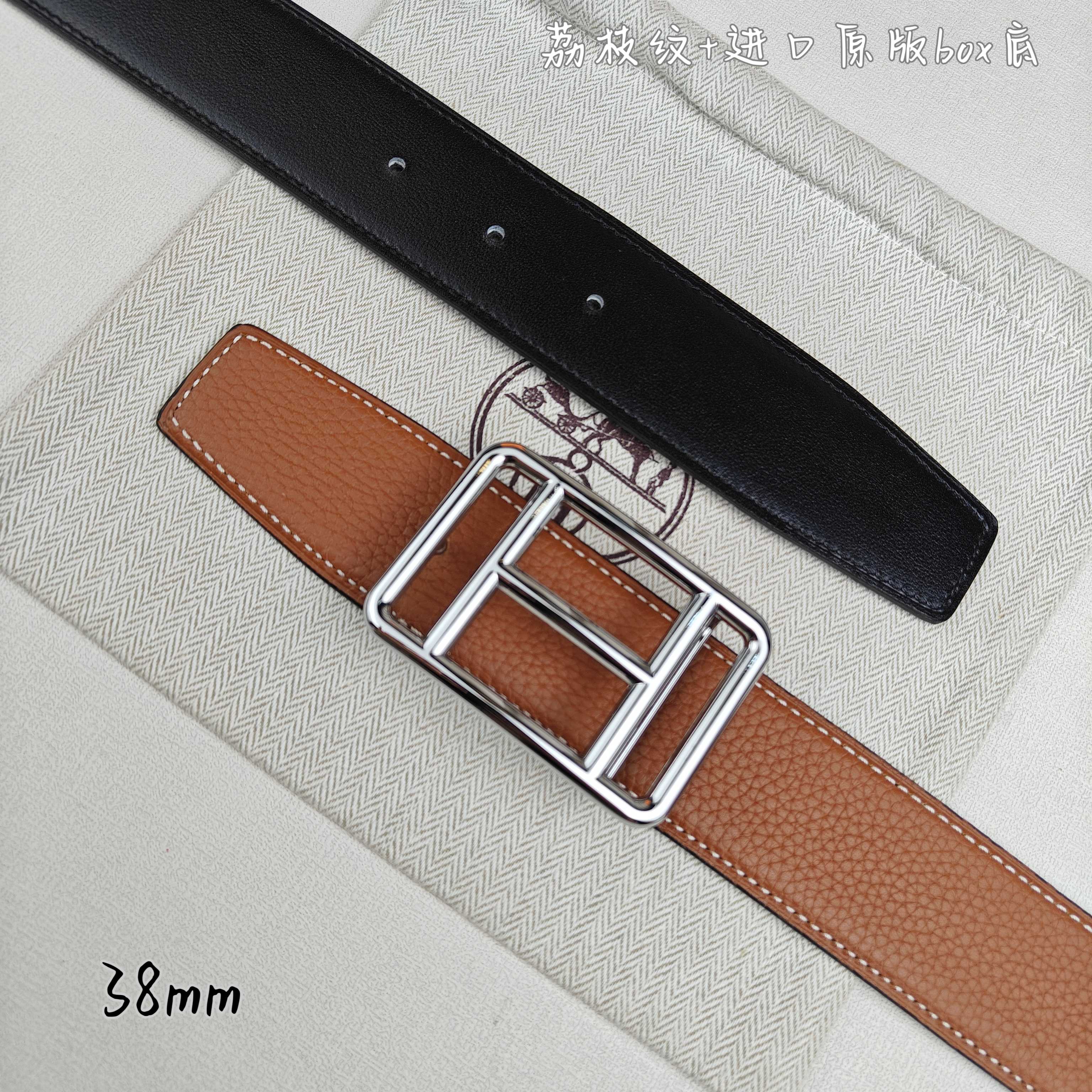 Hermès Basic Belt Top Grain Leather Black 38mm-m