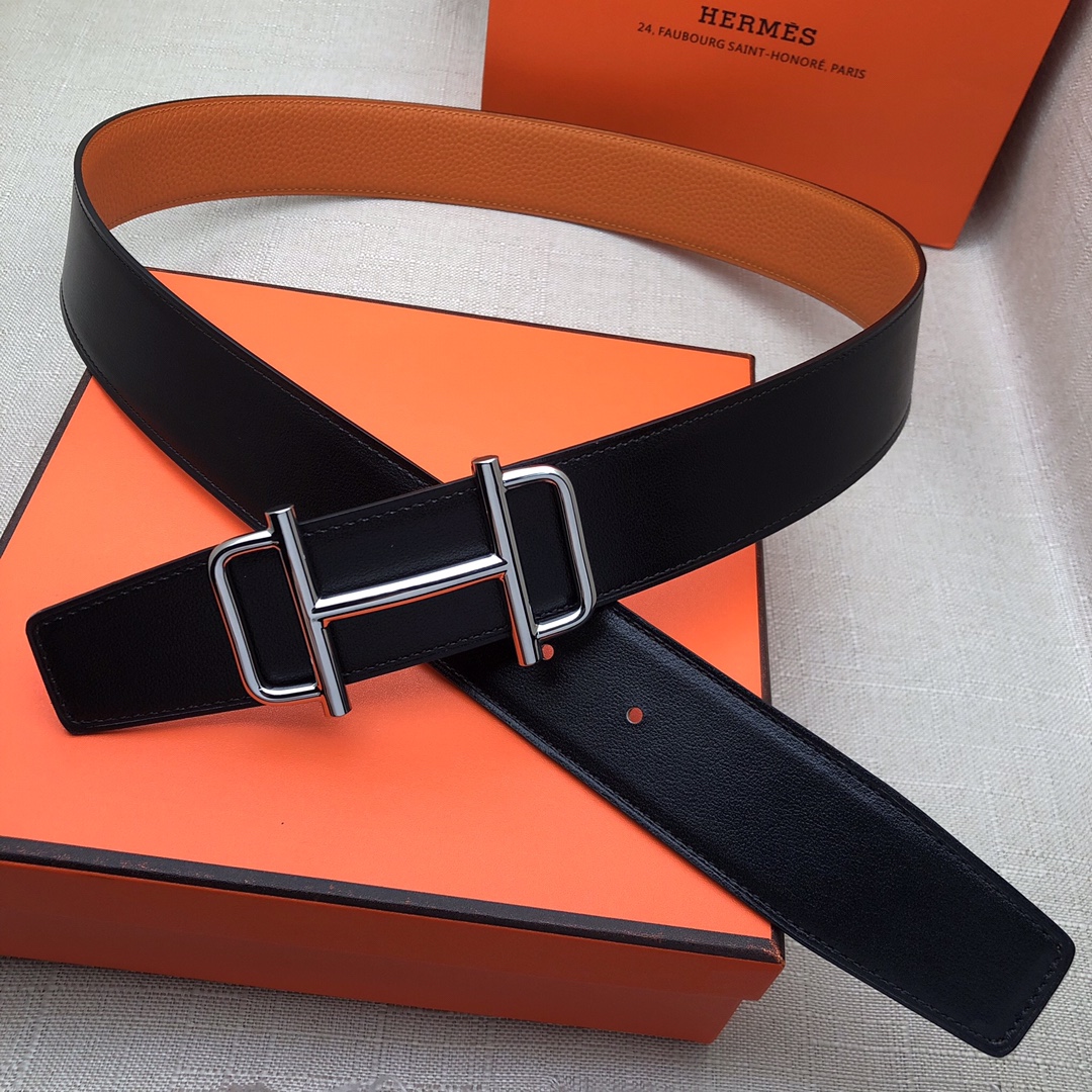 Hermès Basic Belt Top Grain Leather Black 38mm-s-m