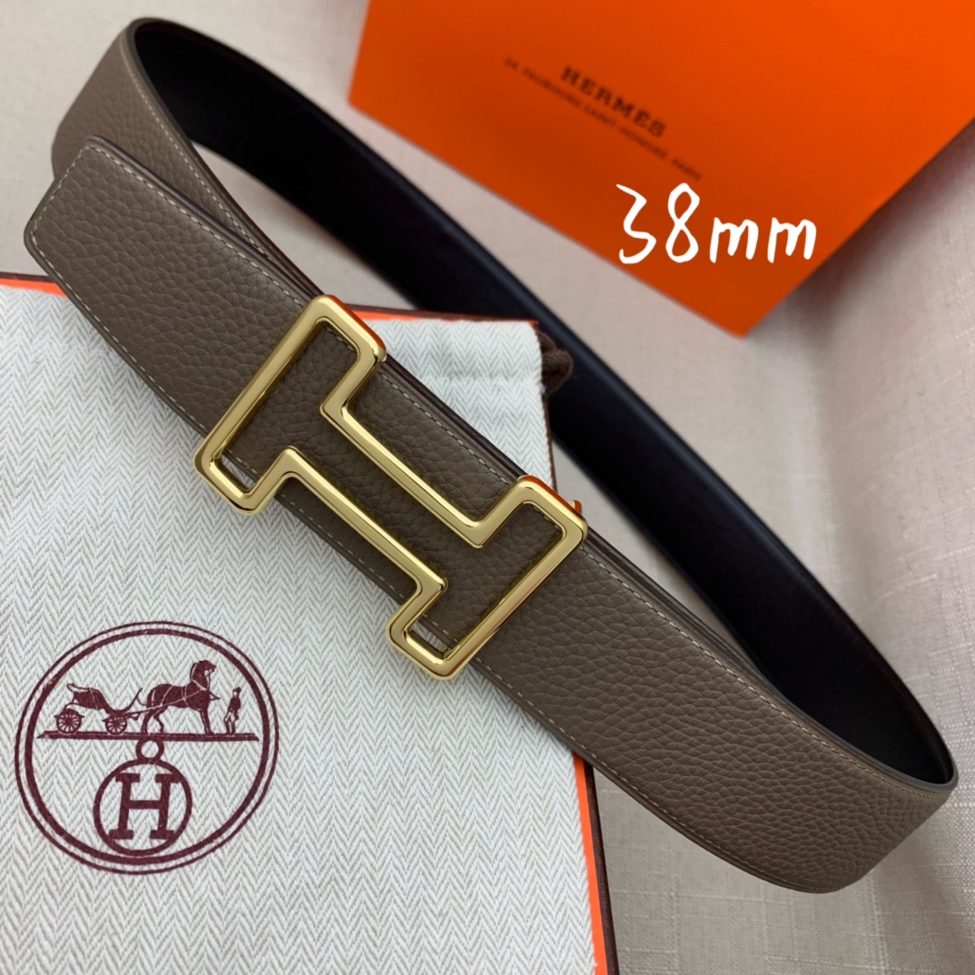 Hermès Basic Belt Top Grain Leather Black 38mm-s-m