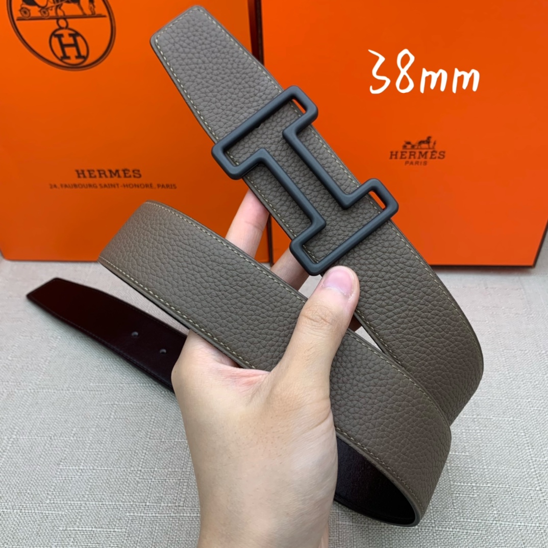 Hermès Basic Belt Top Grain Leather Black 38mm-s-m
