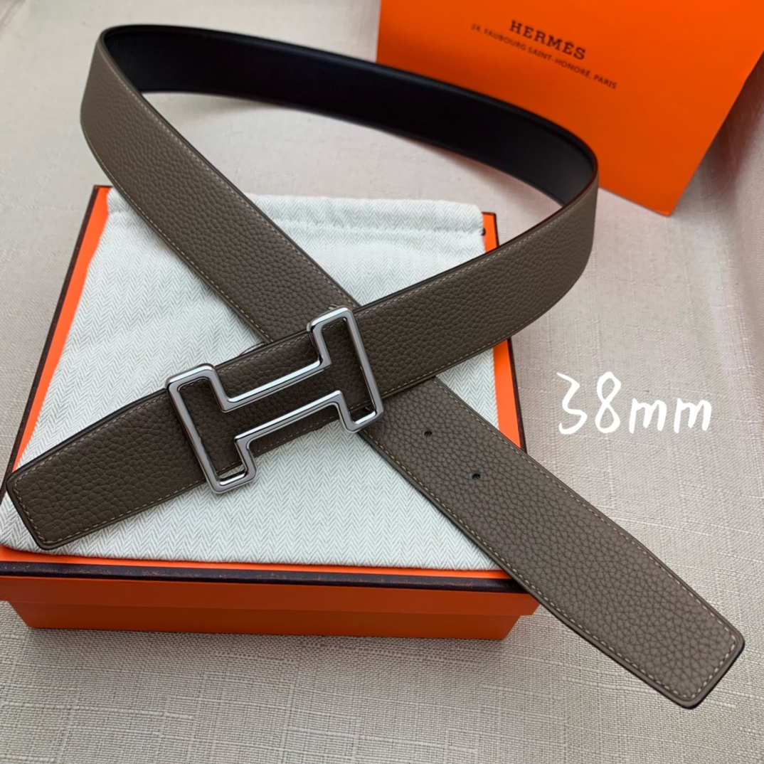 Hermès Basic Belt Top Grain Leather Black 38mm-s-m