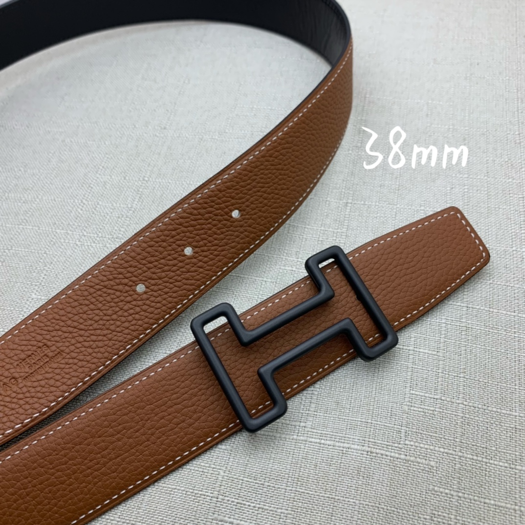 Hermès Basic Belt Top Grain Leather Black 38mm-s-m