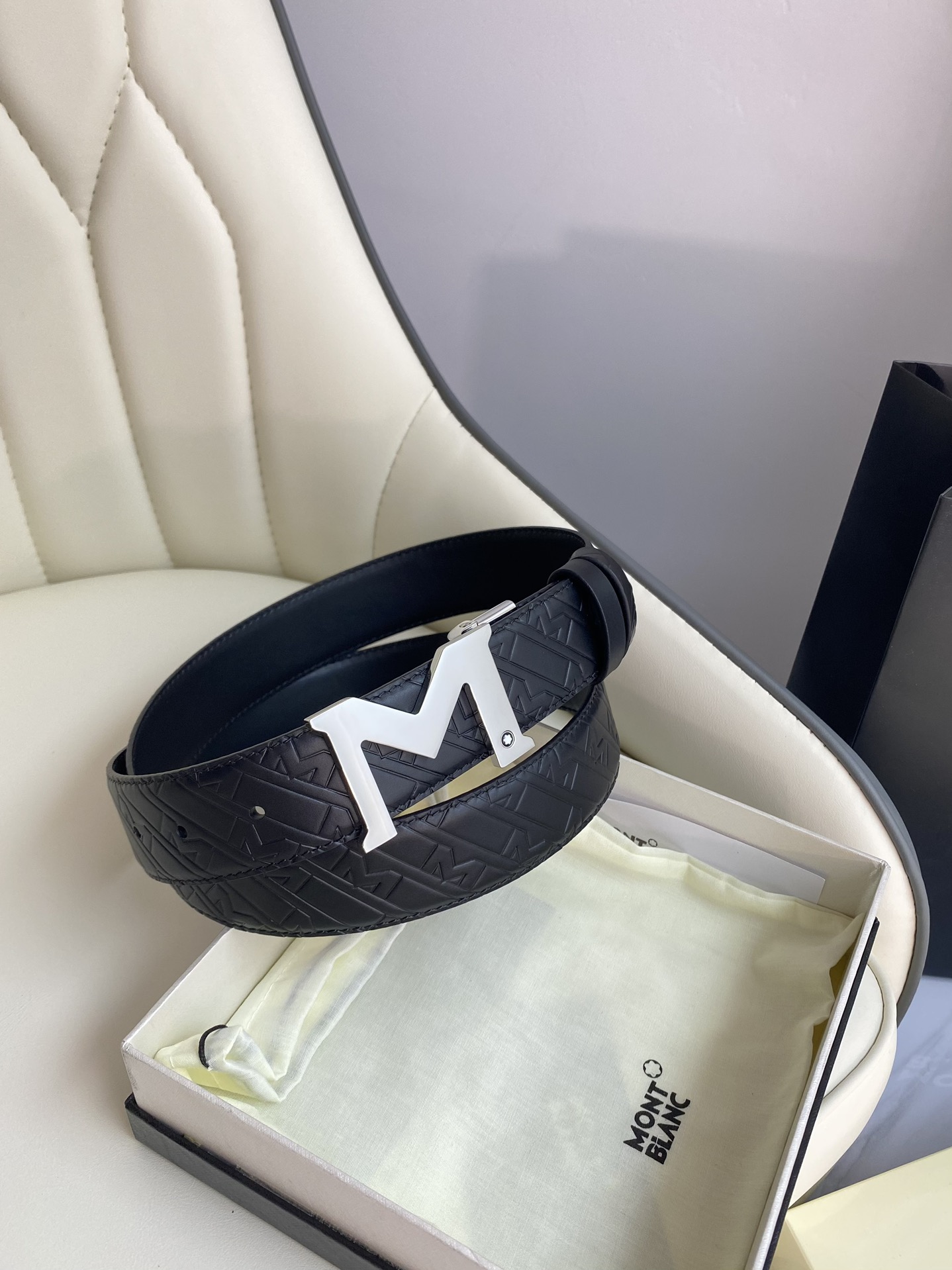 Montblanc Leather Belt Top Grain Leather M-l