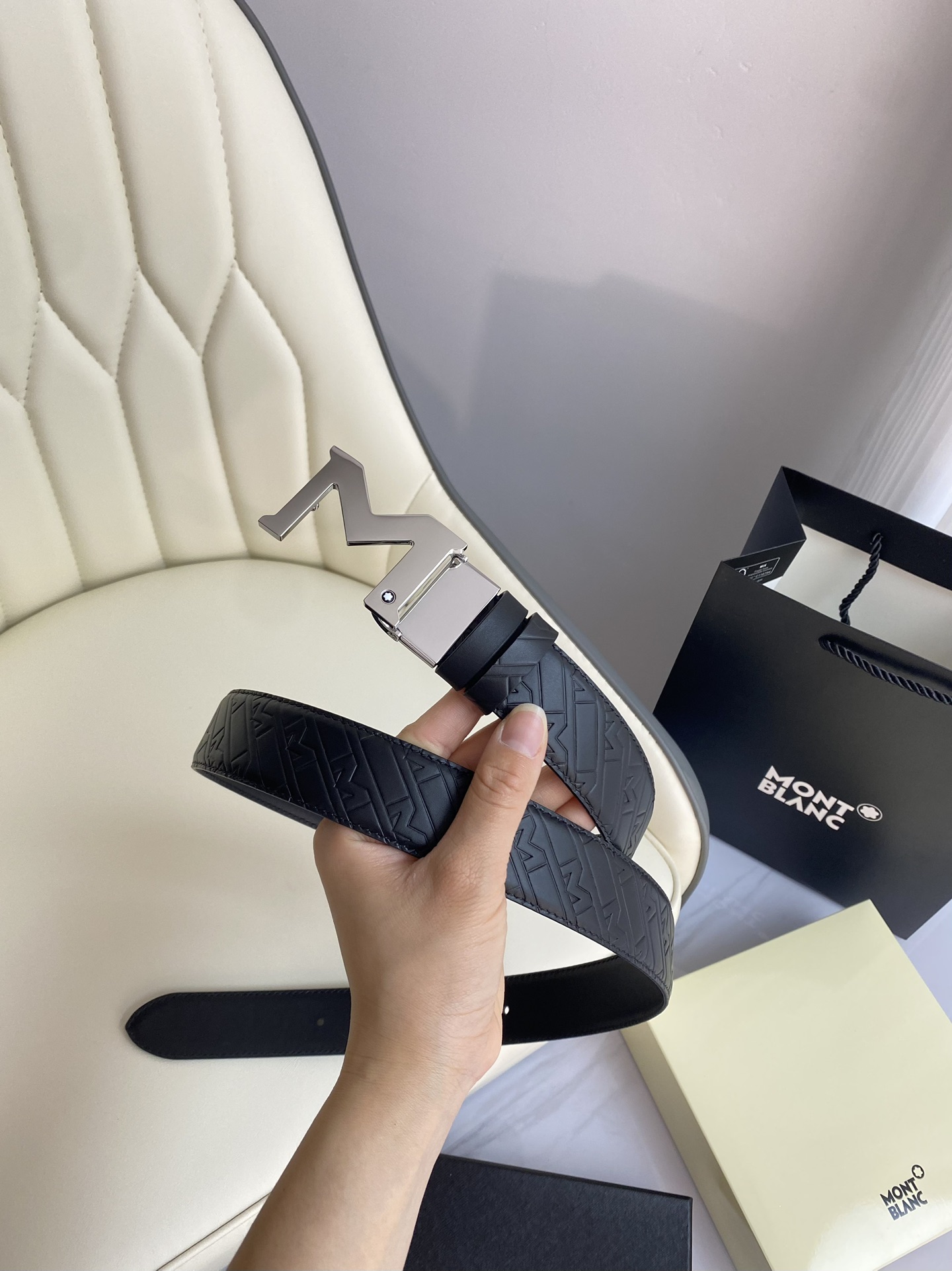 Montblanc Leather Belt Top Grain Leather M-l