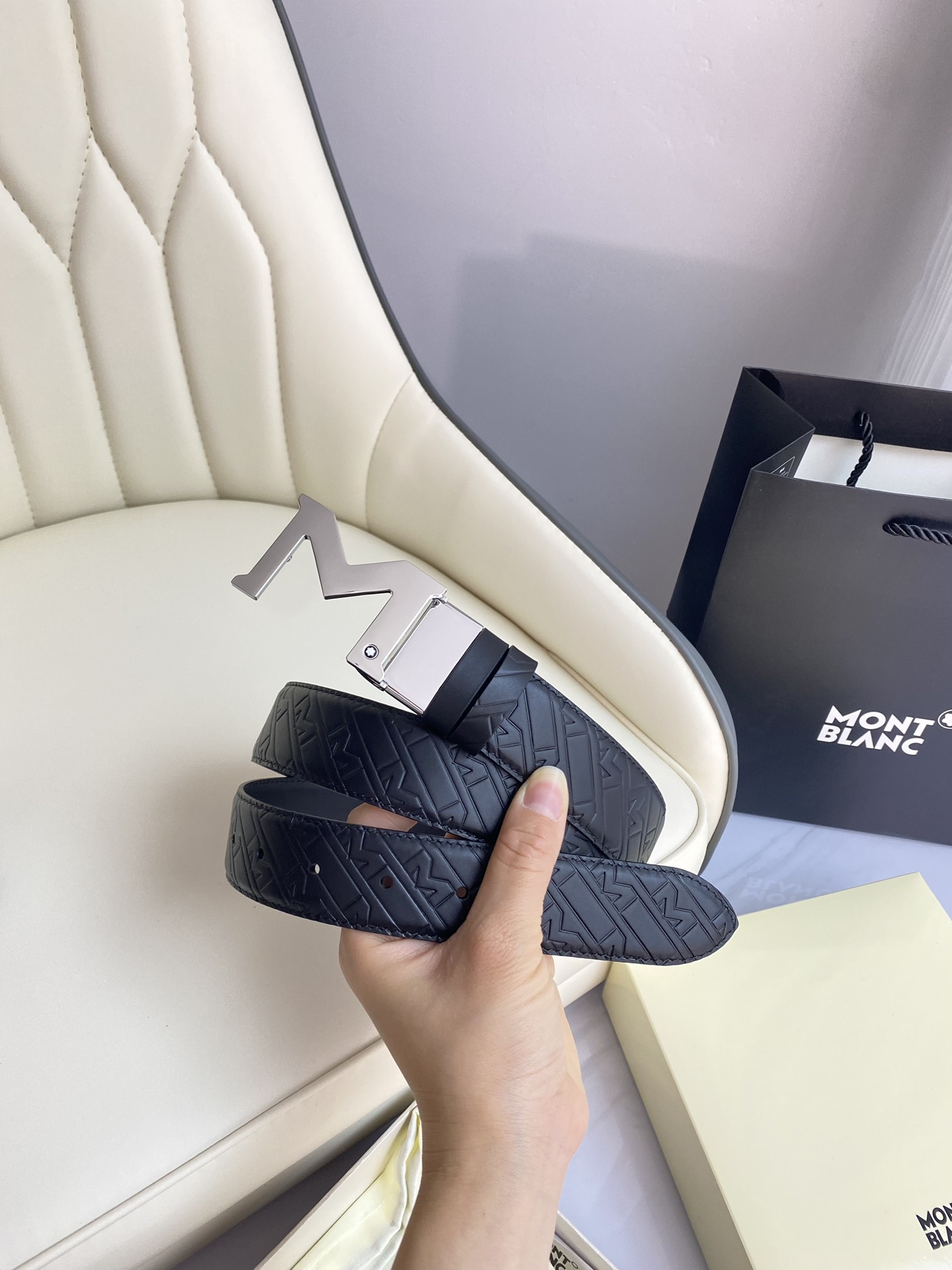 Montblanc Leather Belt Top Grain Leather M-l