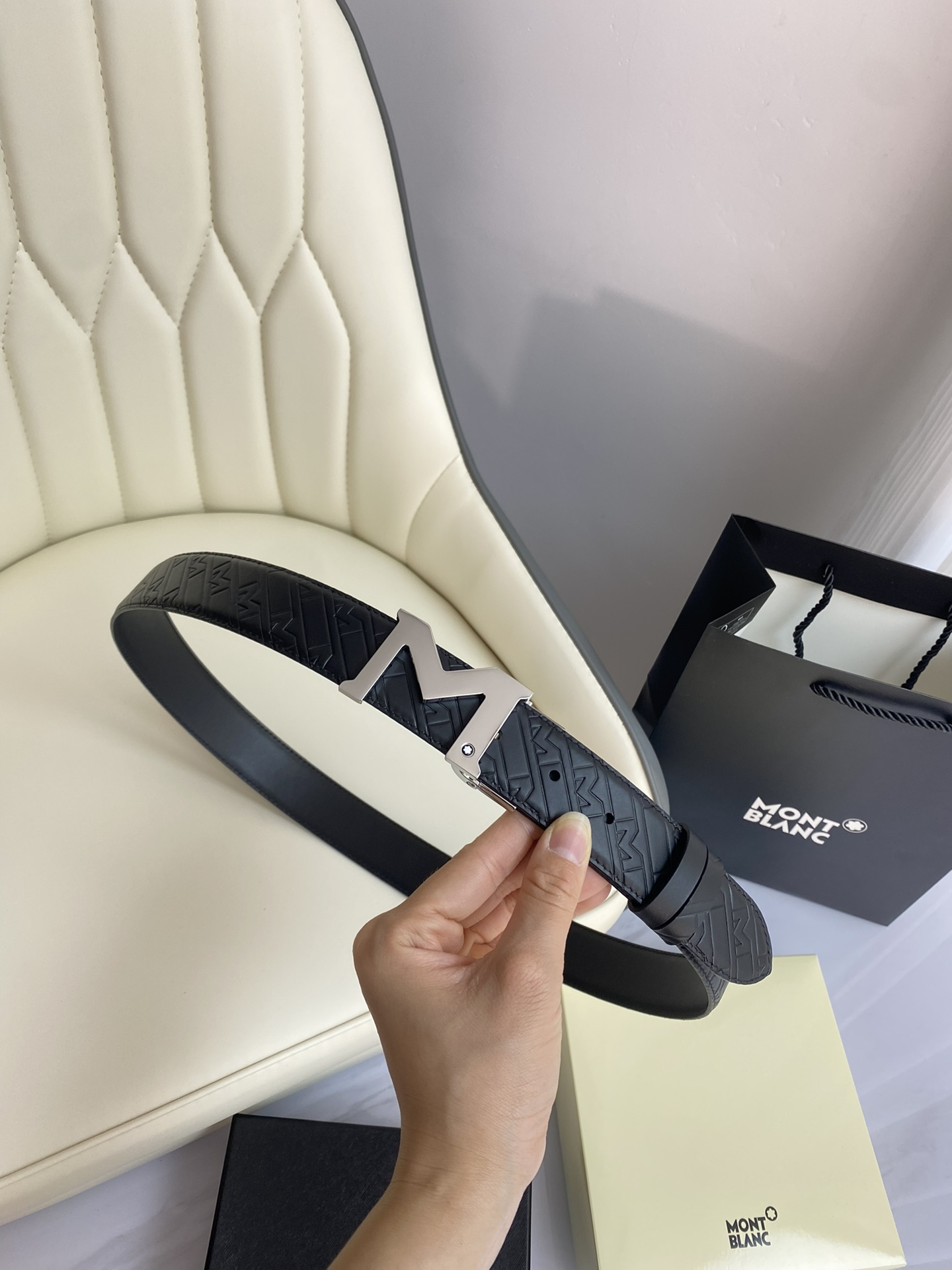 Montblanc Leather Belt Top Grain Leather M-l