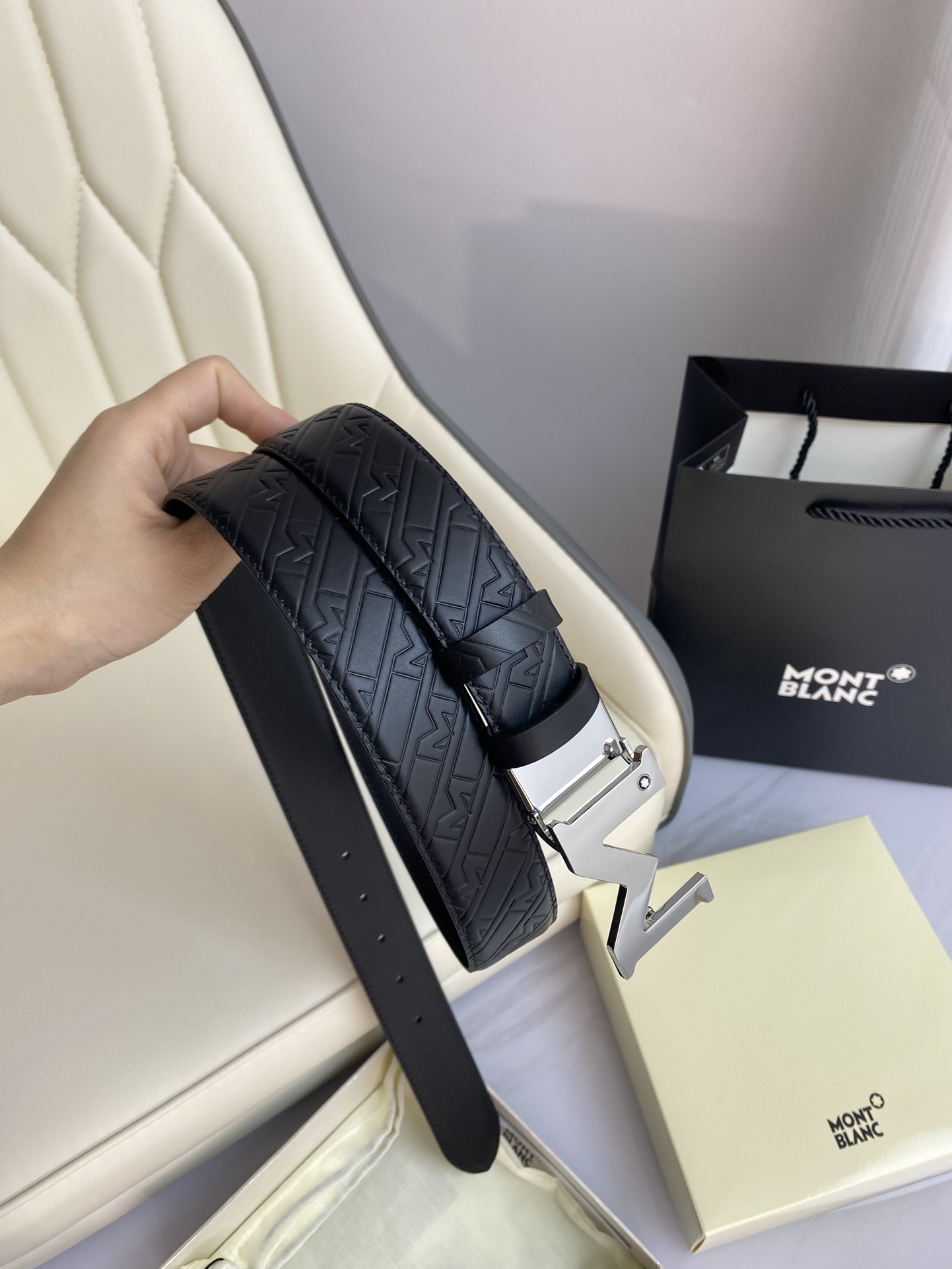 Montblanc Leather Belt Top Grain Leather M-l